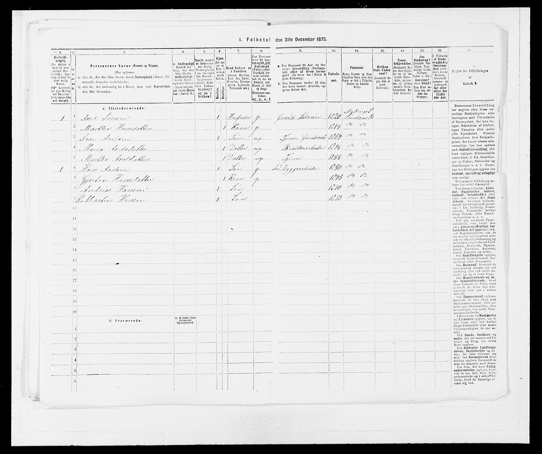 SAB, 1875 census for 1263P Lindås, 1875, p. 942