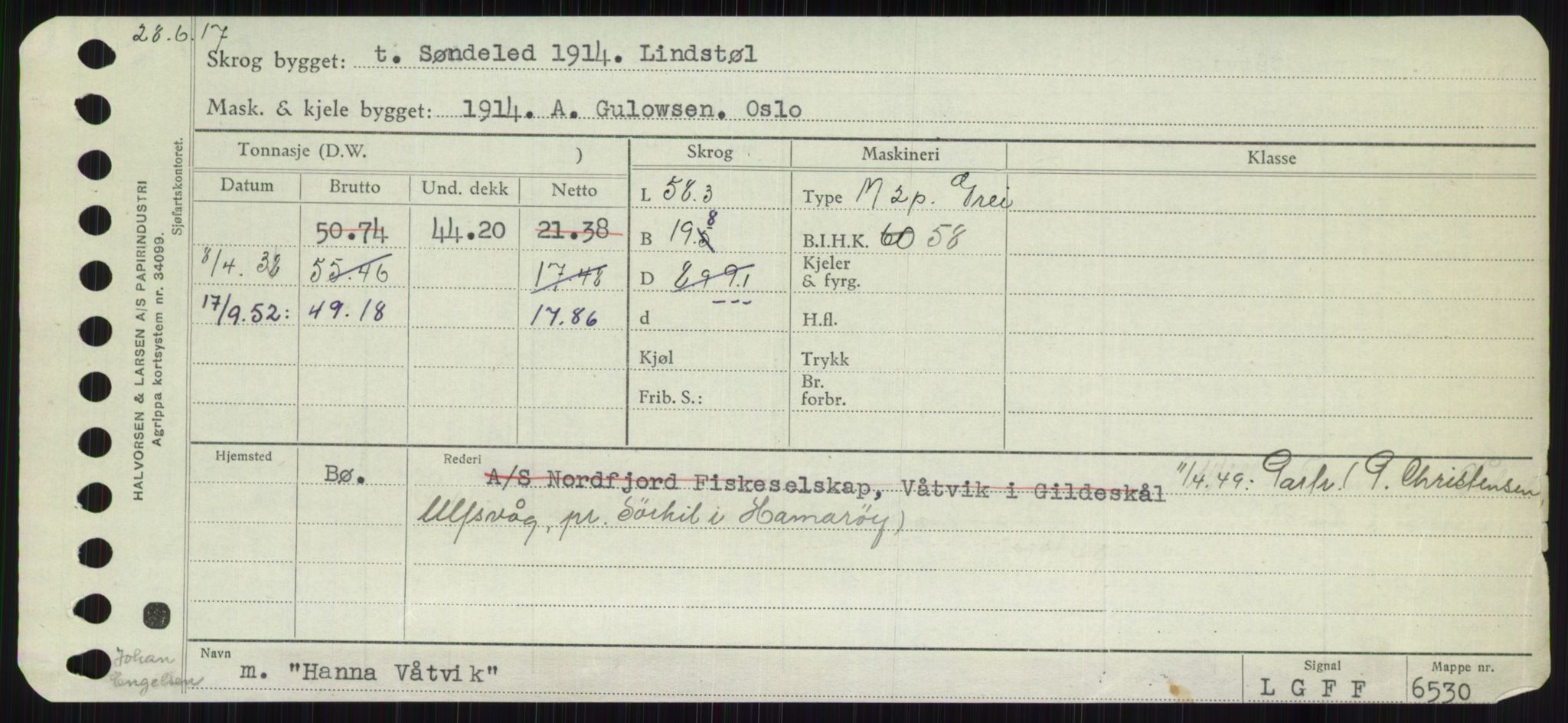 Sjøfartsdirektoratet med forløpere, Skipsmålingen, RA/S-1627/H/Ha/L0002/0002: Fartøy, Eik-Hill / Fartøy, G-Hill, p. 445