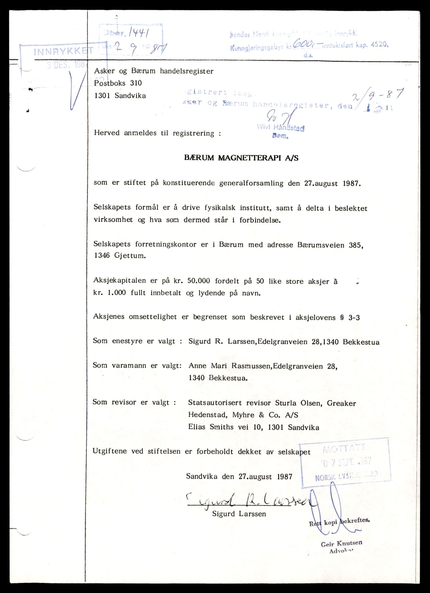 Asker og Bærum tingrett, AV/SAT-A-10379/K/Kb/Kbb/L0060: Aksjeselskap og andelslag i Bærum, Bærum M - Bærum V, 1952-1989, p. 3