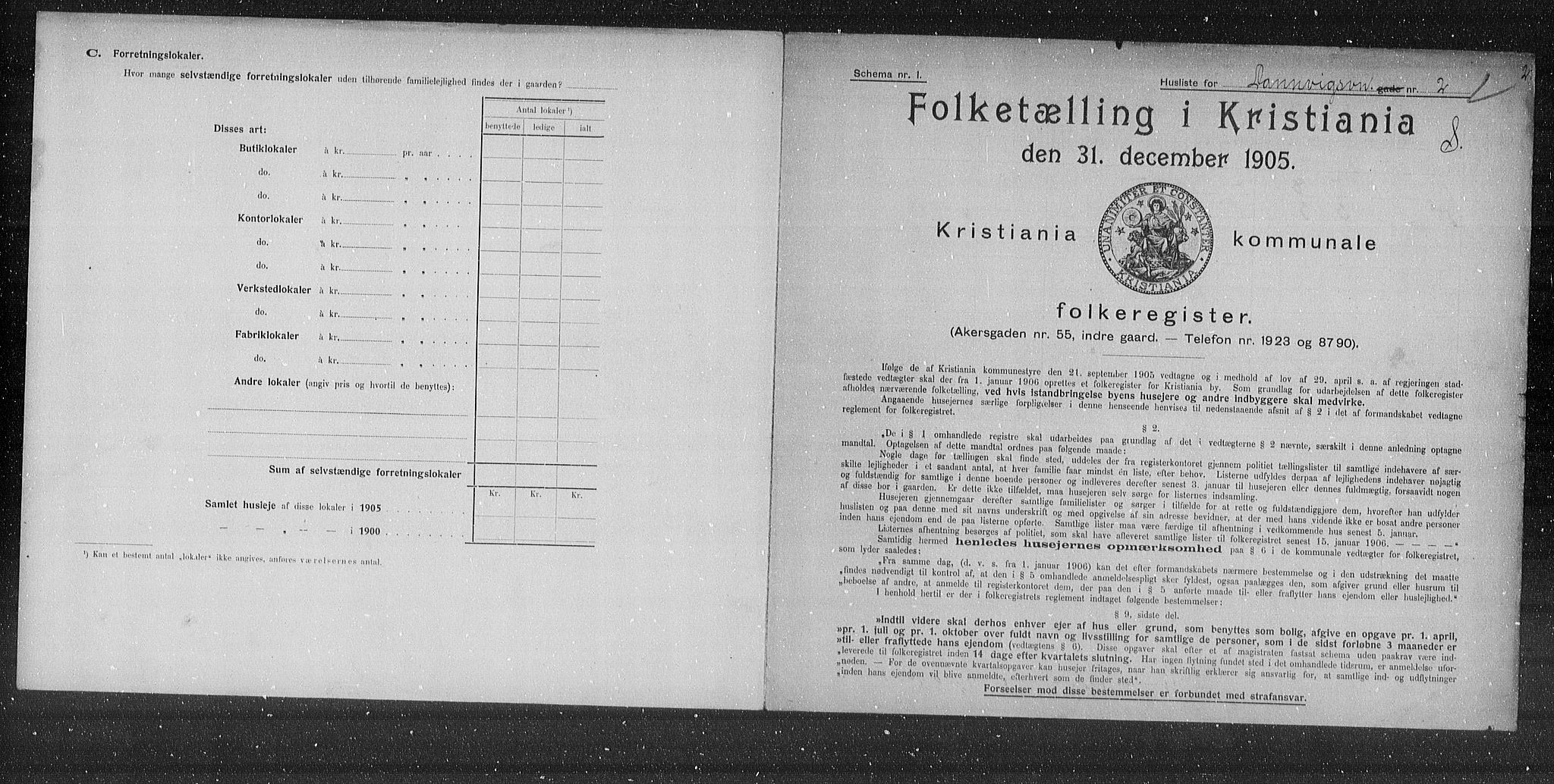 OBA, Municipal Census 1905 for Kristiania, 1905, p. 7834