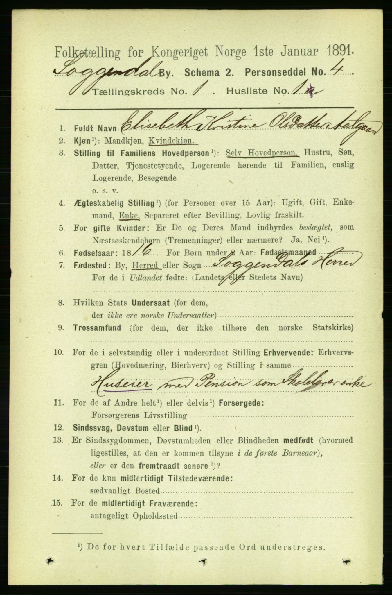 RA, 1891 census for 1107 Sokndal, 1891, p. 15