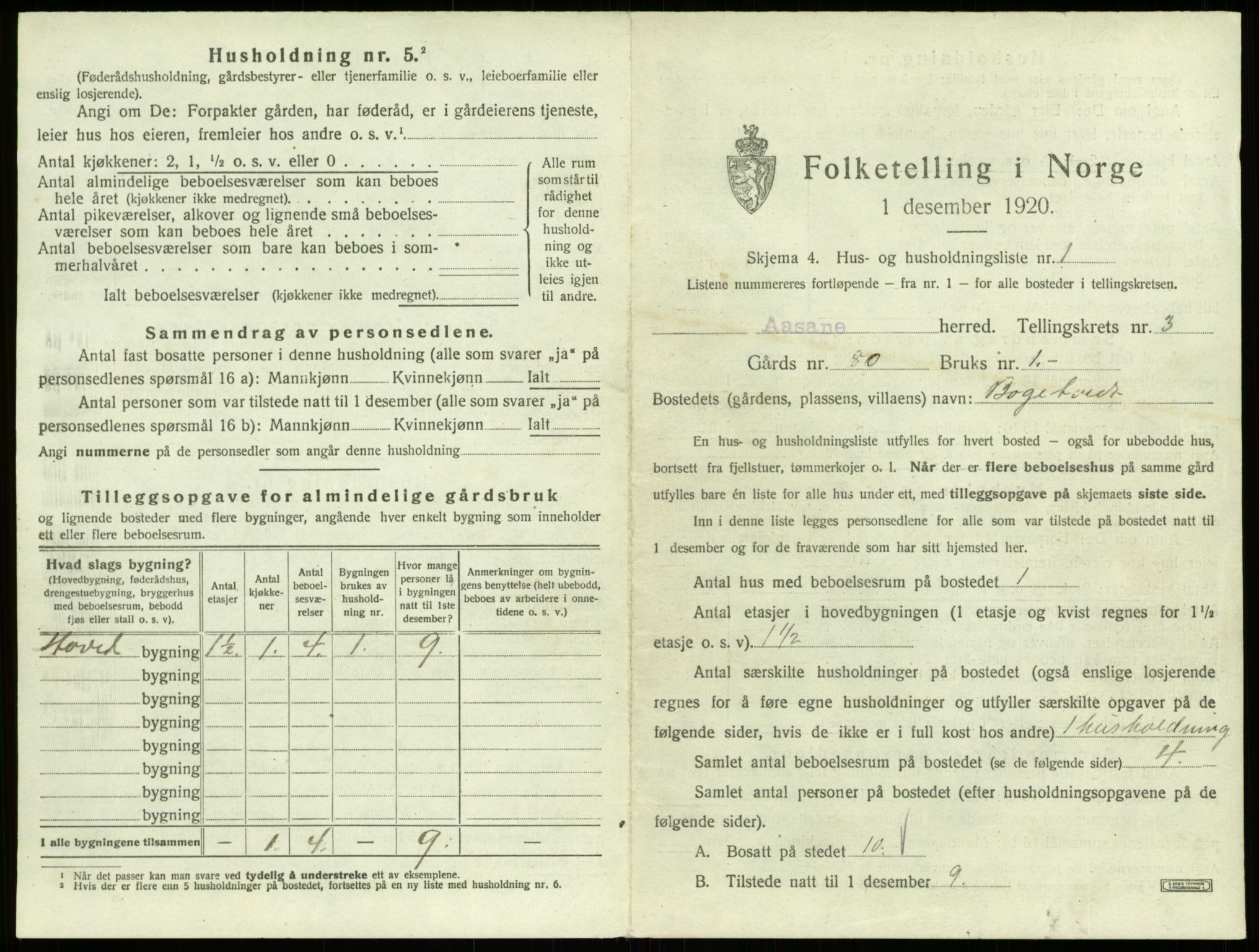 SAB, 1920 census for Åsane, 1920, p. 197