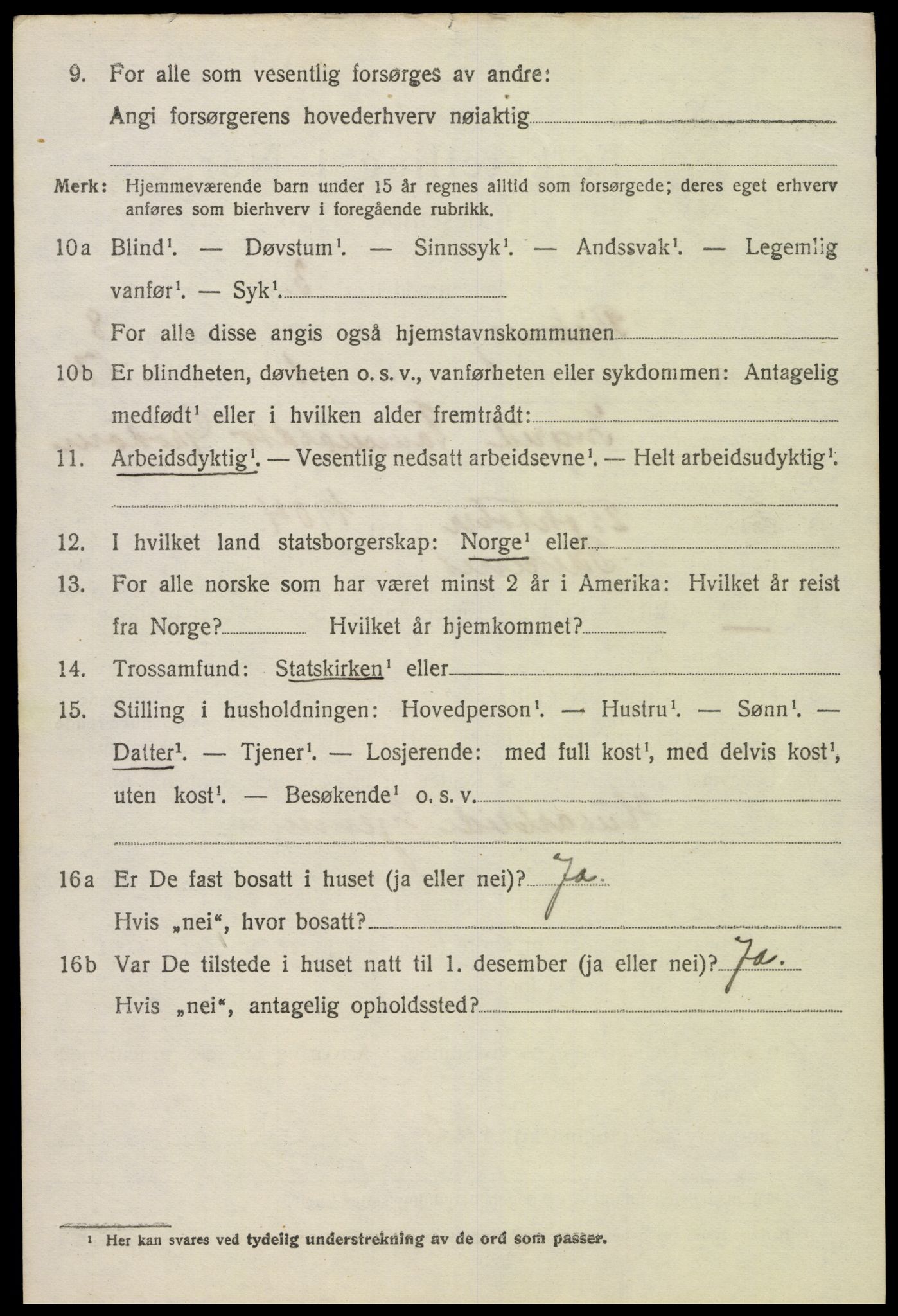 SAK, 1920 census for Birkenes, 1920, p. 4130