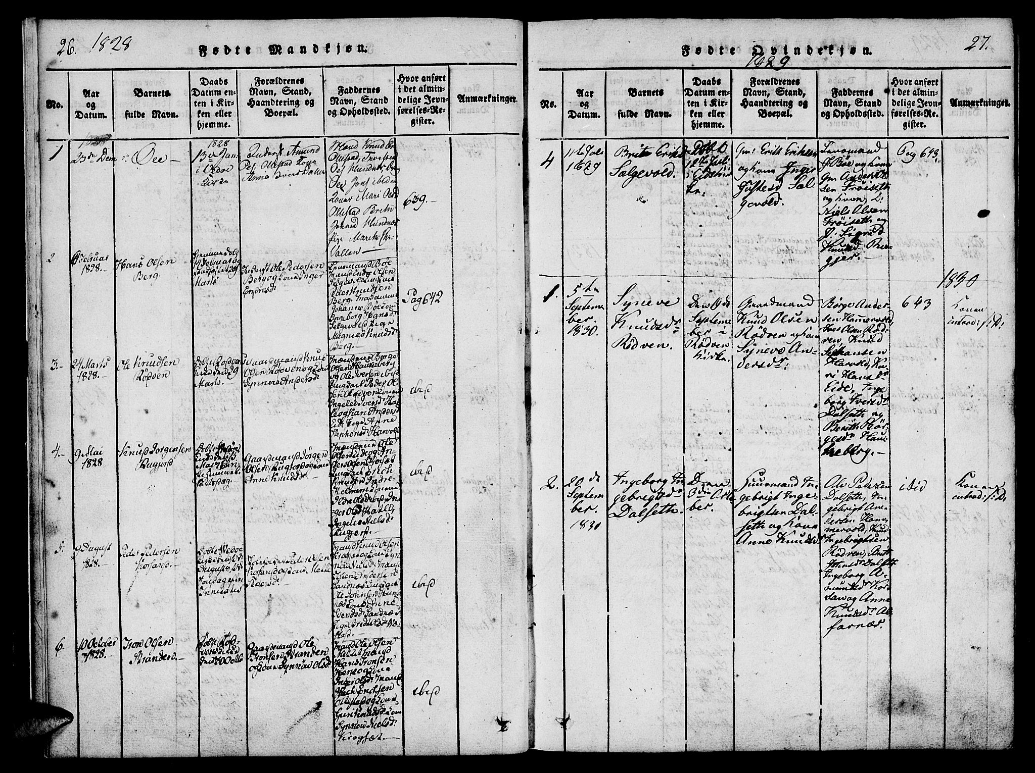 Ministerialprotokoller, klokkerbøker og fødselsregistre - Møre og Romsdal, AV/SAT-A-1454/548/L0612: Parish register (official) no. 548A01, 1818-1846, p. 26-27