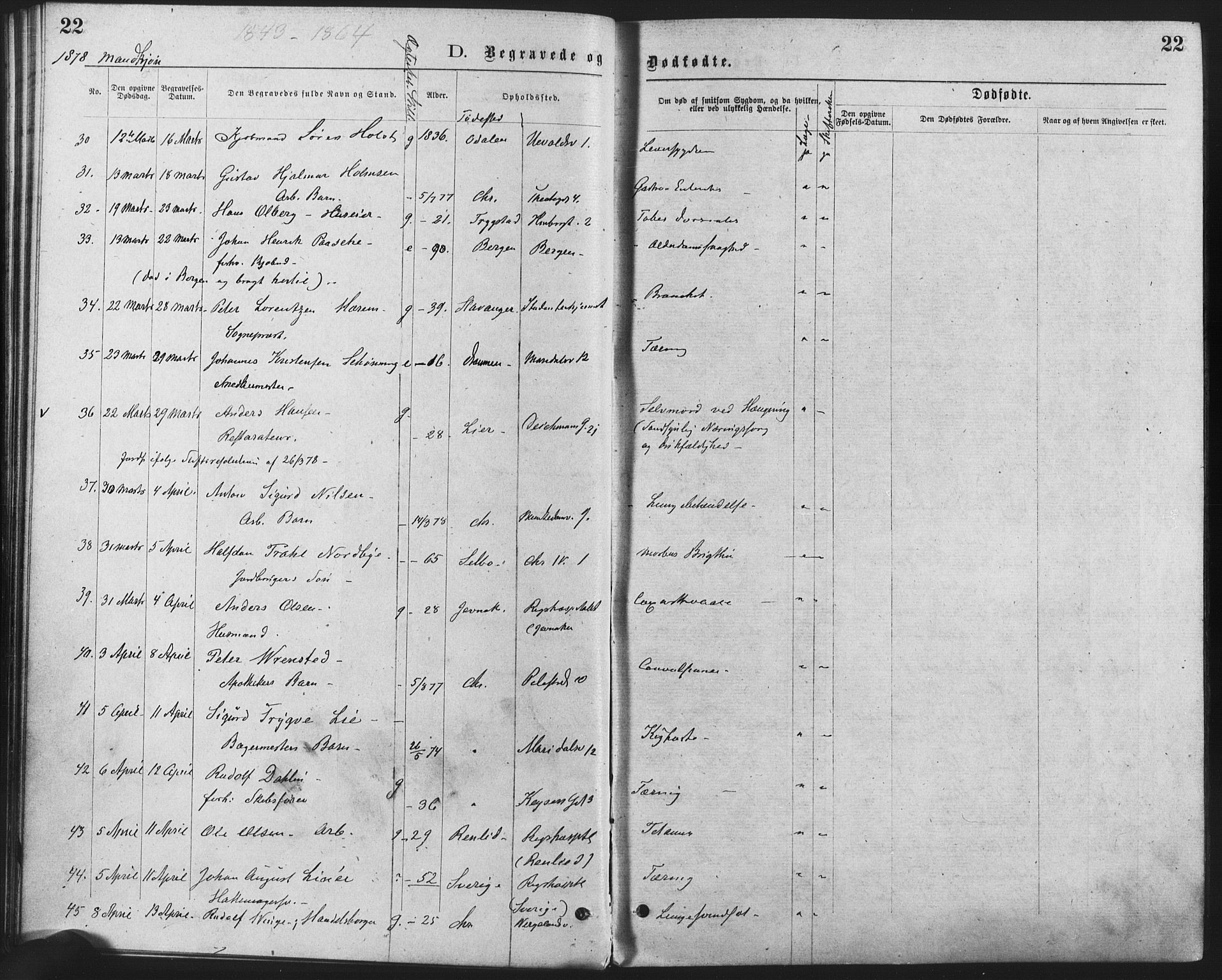 Trefoldighet prestekontor Kirkebøker, SAO/A-10882/F/Fd/L0002: Parish register (official) no. IV 2, 1877-1885, p. 22