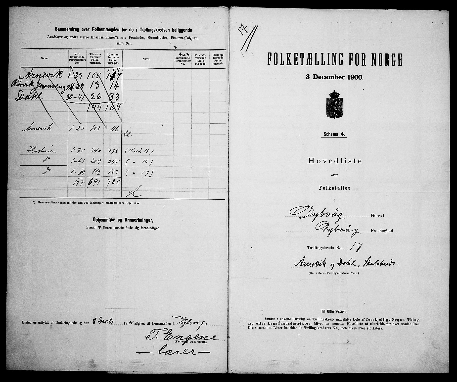 SAK, 1900 census for Dypvåg, 1900, p. 57