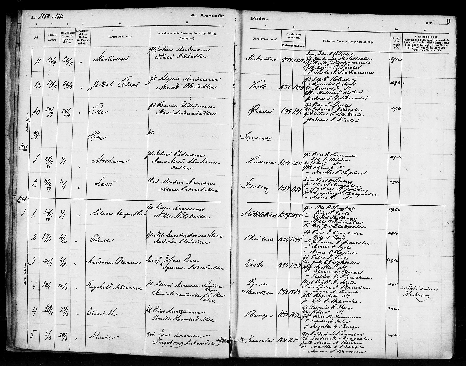 Innvik sokneprestembete, AV/SAB-A-80501: Parish register (official) no. D 1, 1879-1900, p. 9