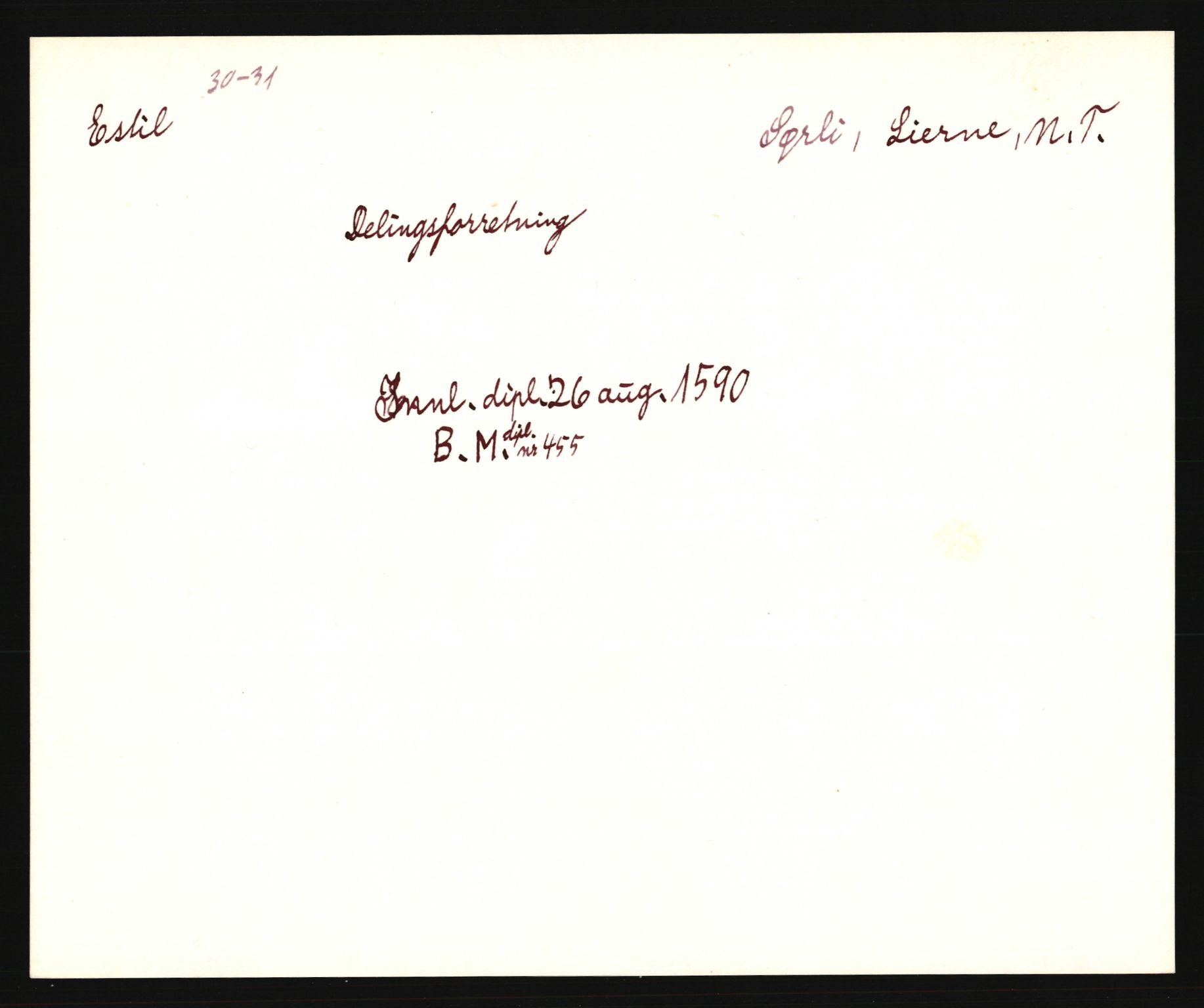 Riksarkivets diplomsamling, AV/RA-EA-5965/F35/F35e/L0033: Registreringssedler Nord-Trøndelag, 1400-1700, p. 197