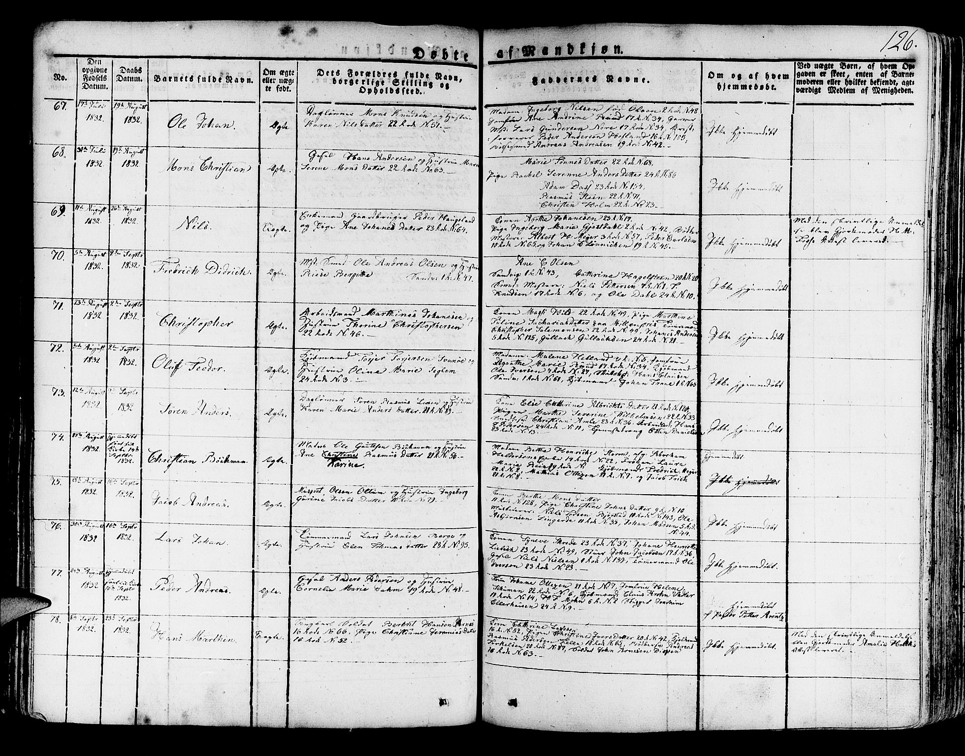 Korskirken sokneprestembete, SAB/A-76101/H/Haa/L0014: Parish register (official) no. A 14, 1823-1835, p. 126