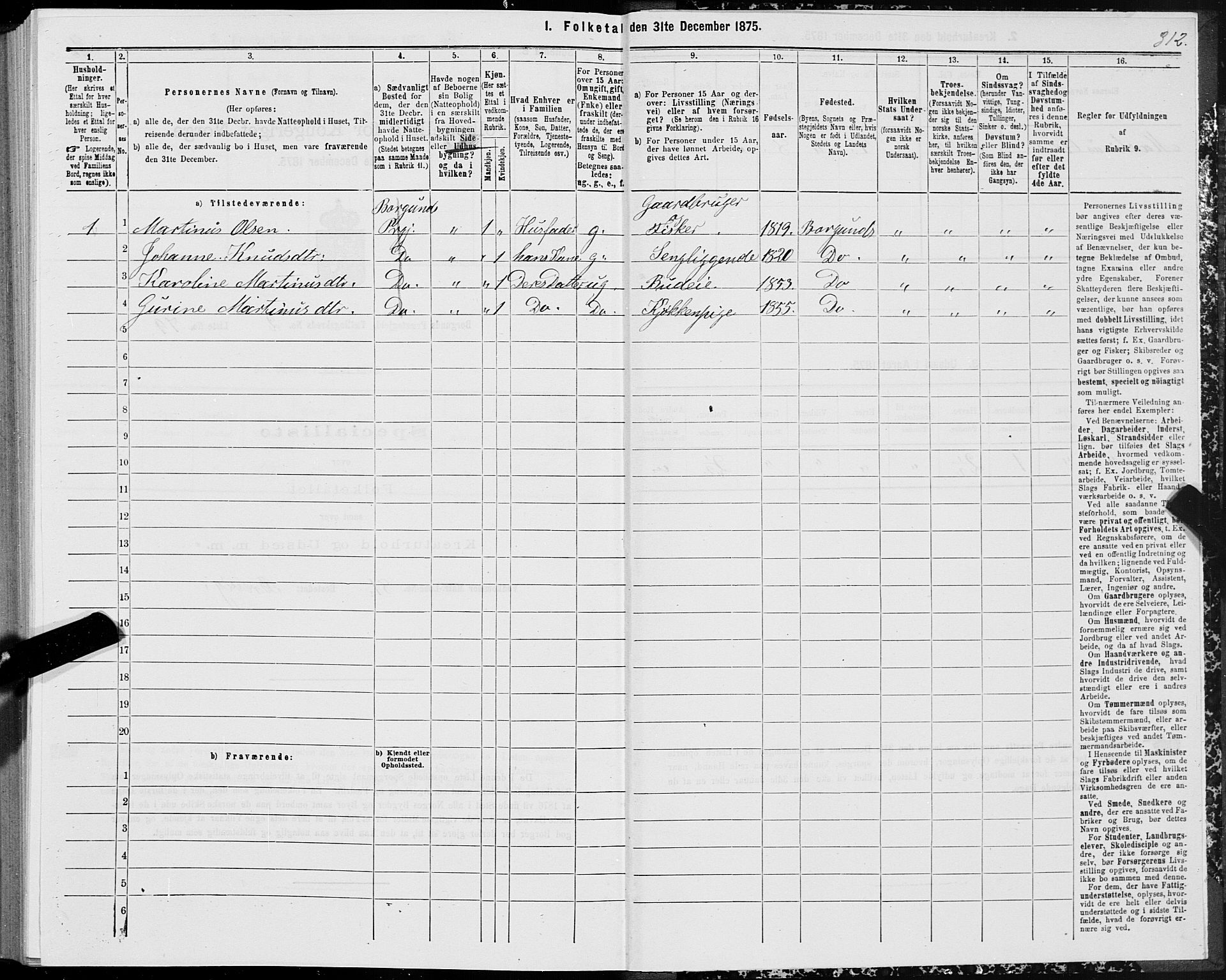 SAT, 1875 census for 1531P Borgund, 1875, p. 1312