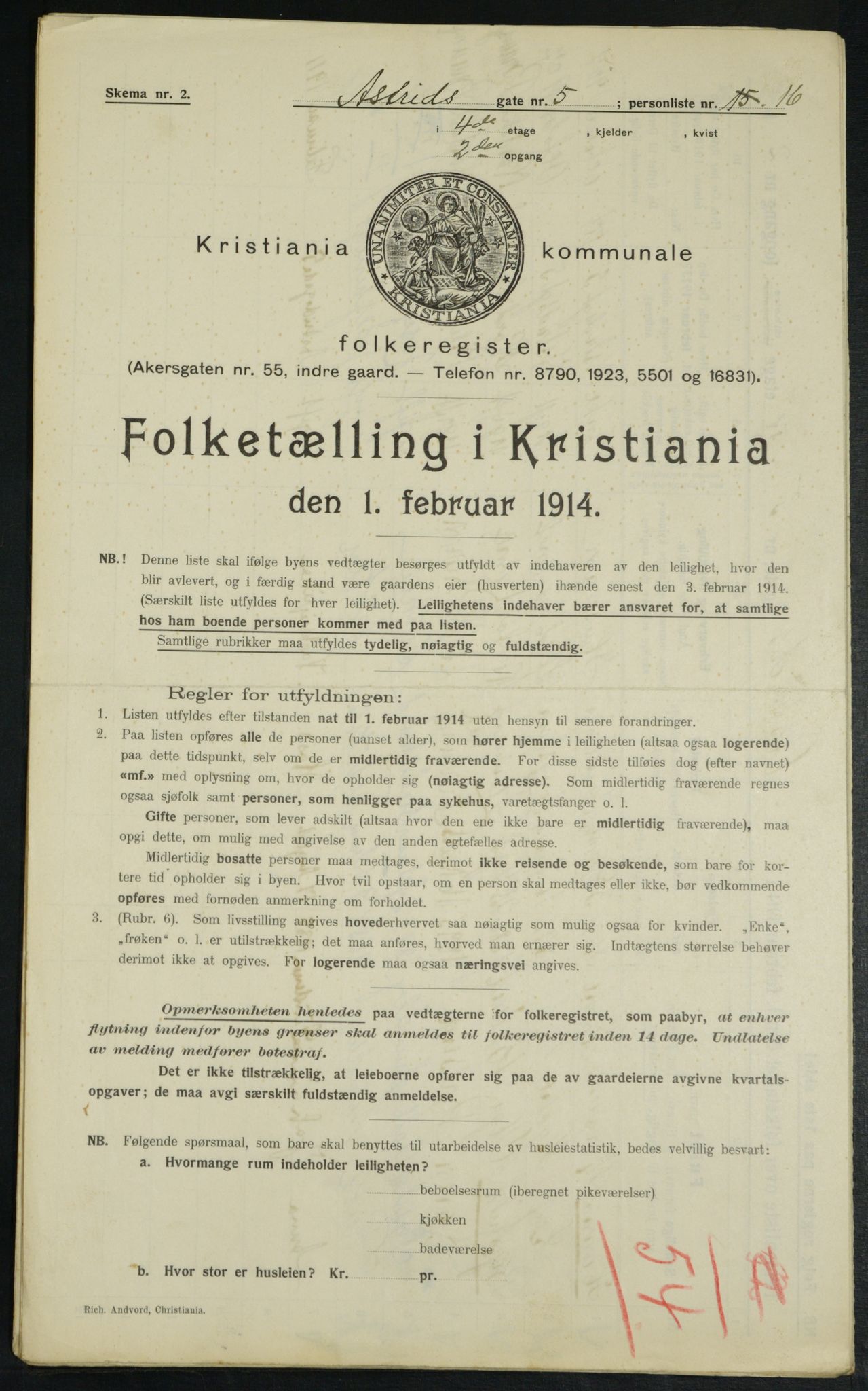 OBA, Municipal Census 1914 for Kristiania, 1914, p. 17321