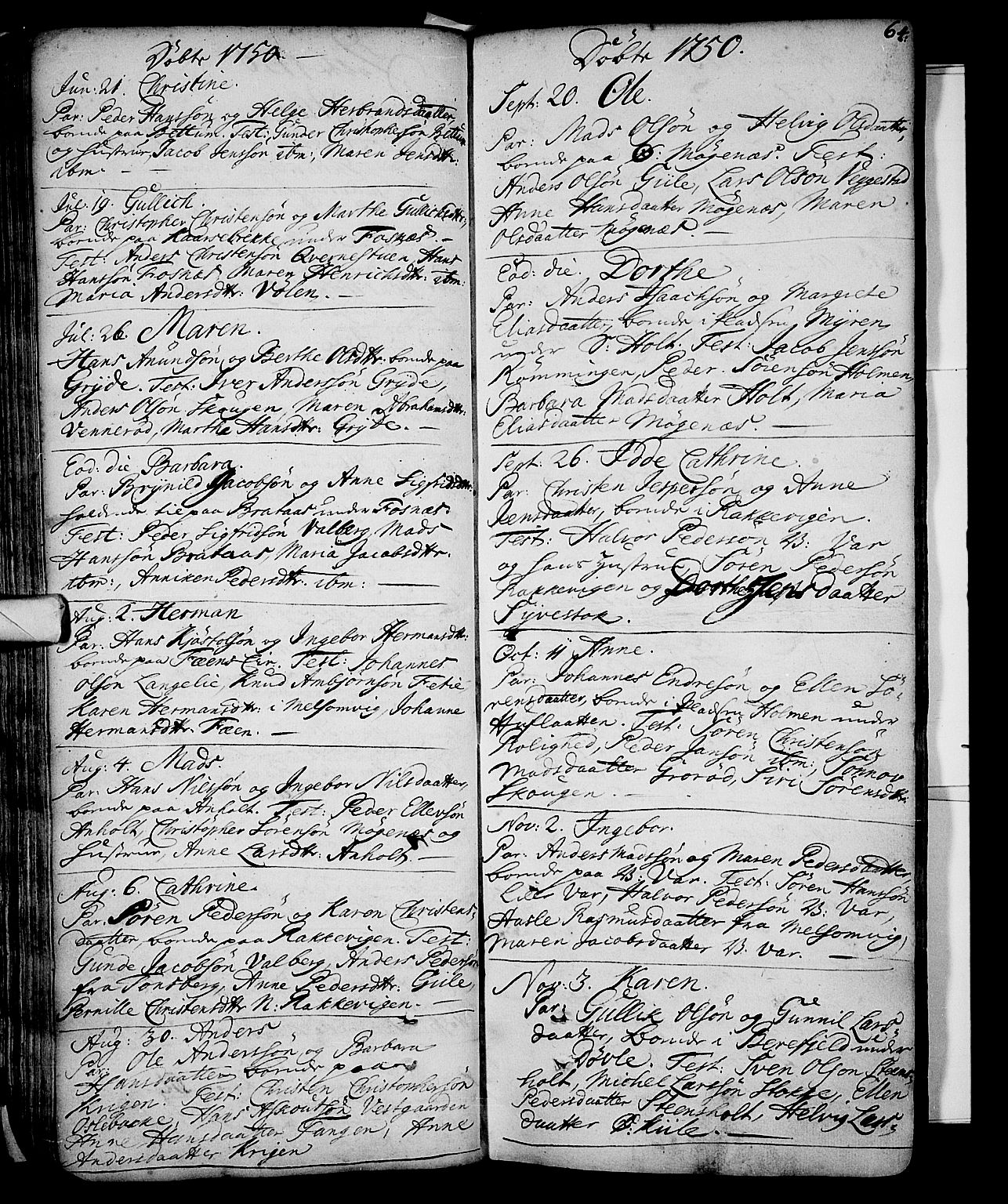 Stokke kirkebøker, AV/SAKO-A-320/F/Fa/L0002: Parish register (official) no. I 2, 1732-1770, p. 64