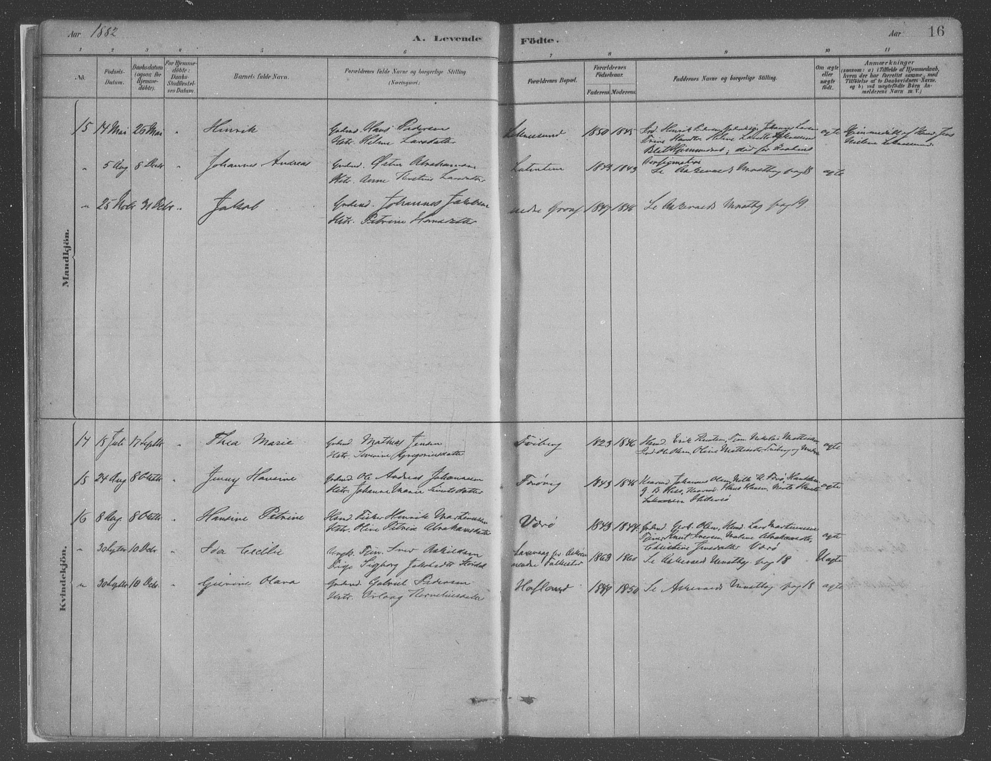 Askvoll sokneprestembete, SAB/A-79501/H/Haa/Haac/L0001: Parish register (official) no. C  1, 1879-1922, p. 16