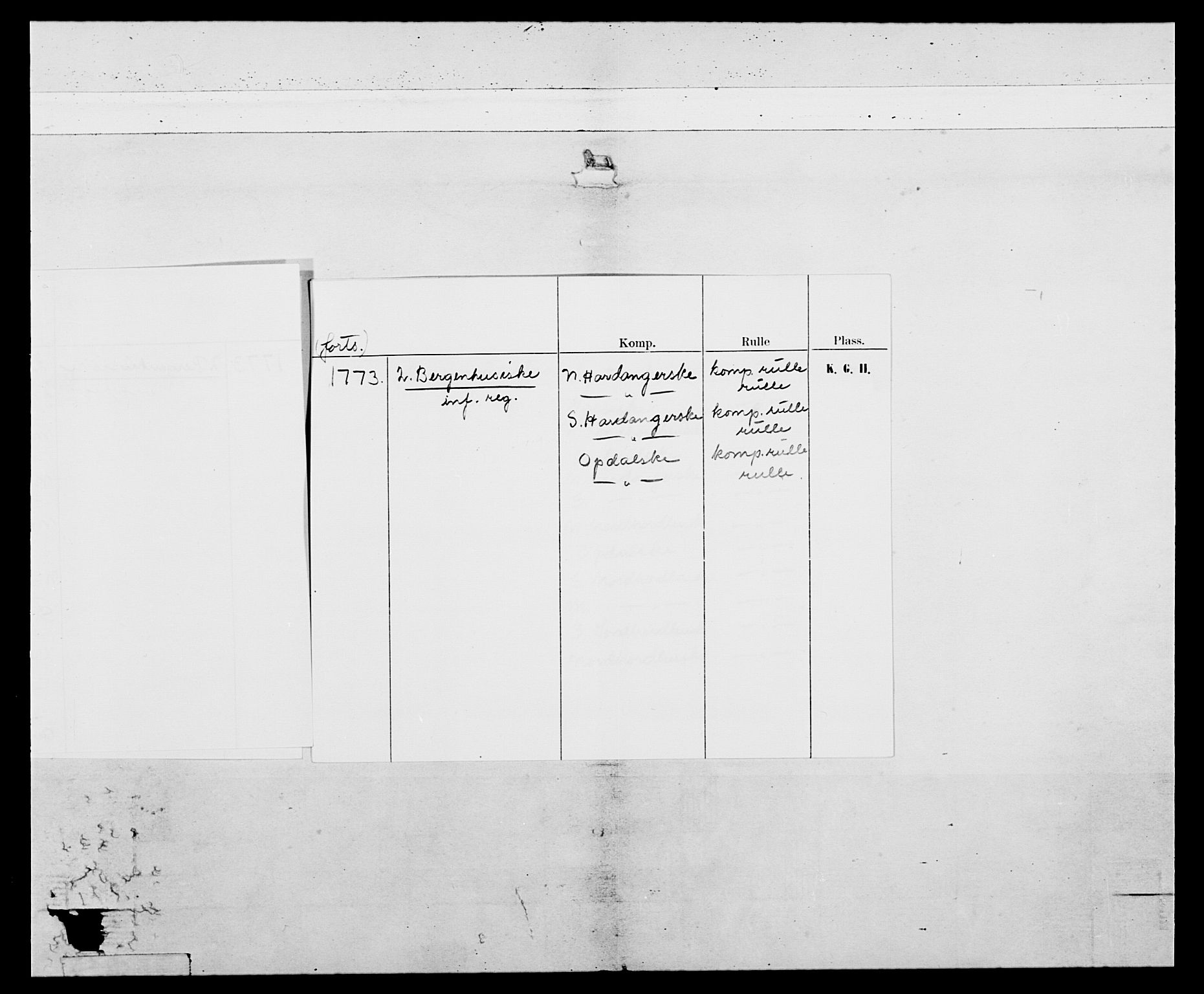 Generalitets- og kommissariatskollegiet, Det kongelige norske kommissariatskollegium, AV/RA-EA-5420/E/Eh/L0093: 2. Bergenhusiske nasjonale infanteriregiment, 1772-1774, p. 4