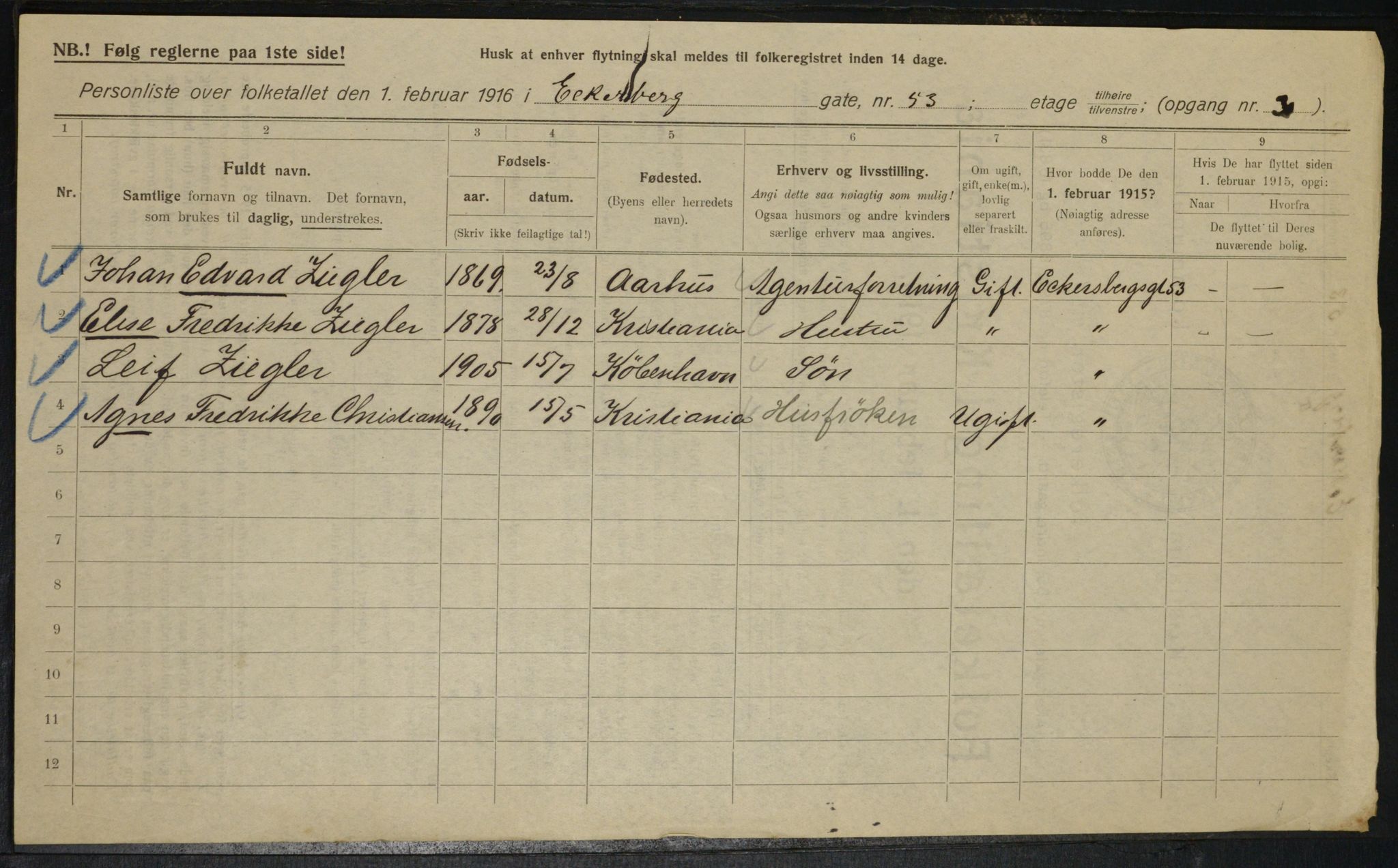 OBA, Municipal Census 1916 for Kristiania, 1916, p. 18895