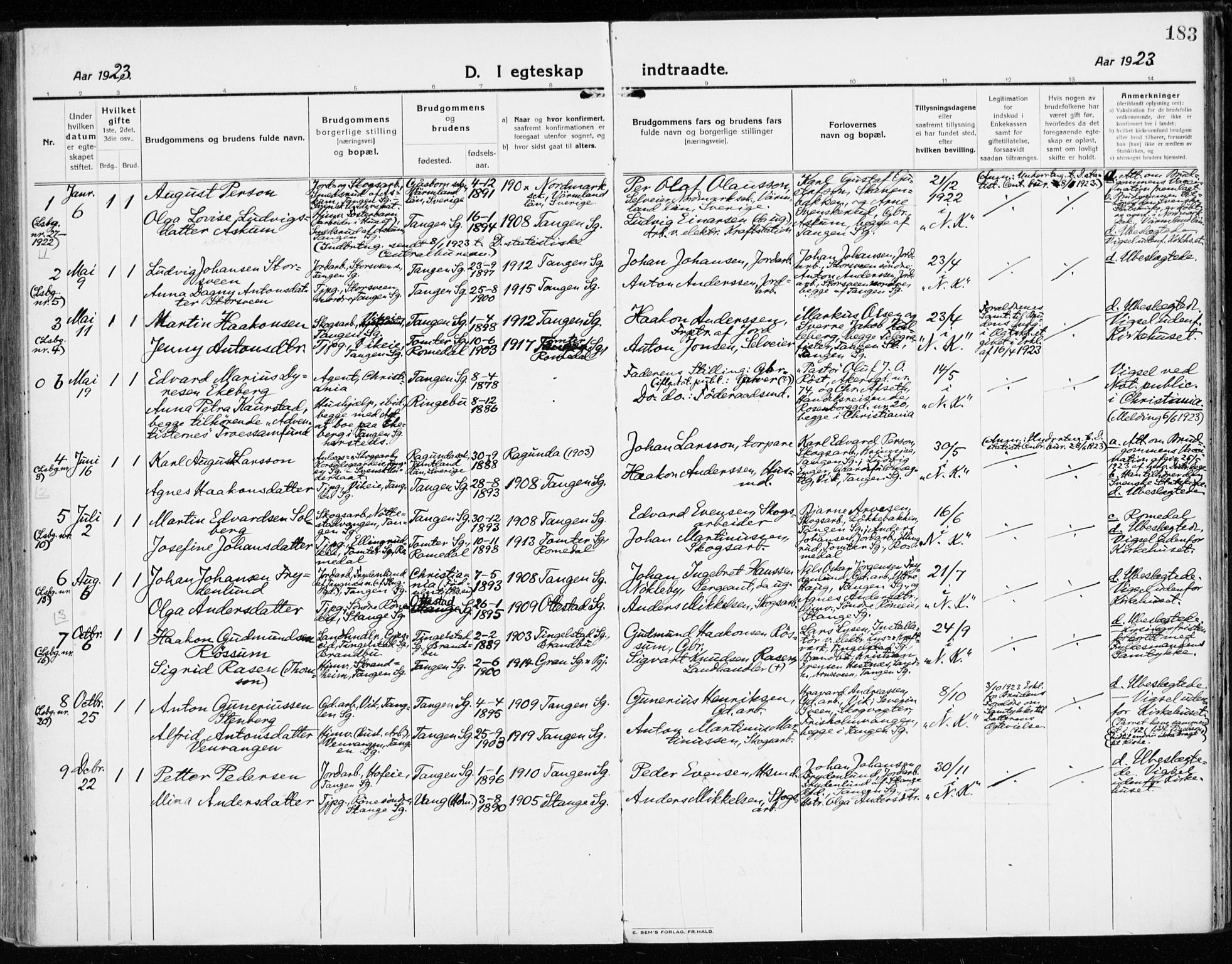 Stange prestekontor, AV/SAH-PREST-002/K/L0025: Parish register (official) no. 25, 1921-1945, p. 183