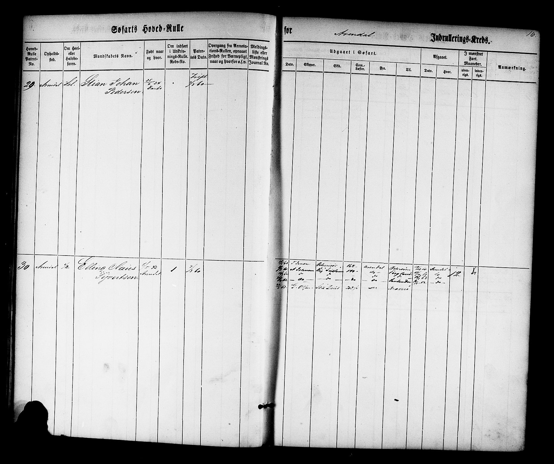 Arendal mønstringskrets, AV/SAK-2031-0012/F/Fb/L0008: Hovedrulle nr 1-766, S-6, 1860-1865, p. 16