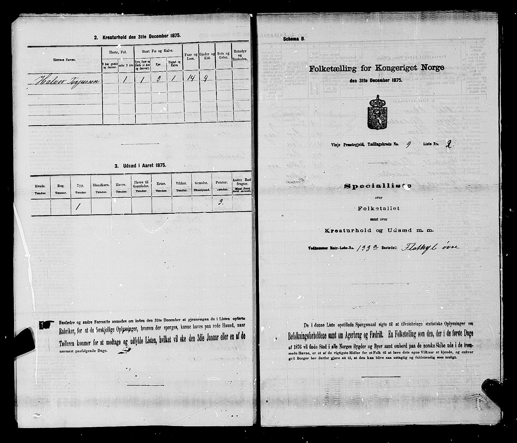 SAKO, 1875 census for 0834P Vinje, 1875, p. 659