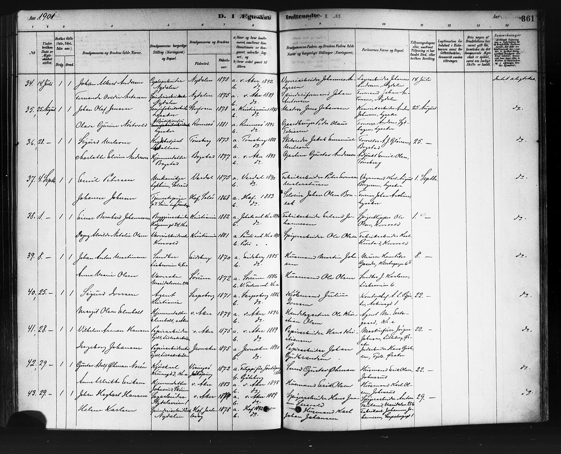 Vestre Aker prestekontor Kirkebøker, AV/SAO-A-10025/F/Fa/L0008: Parish register (official) no. 8, 1878-1903, p. 361