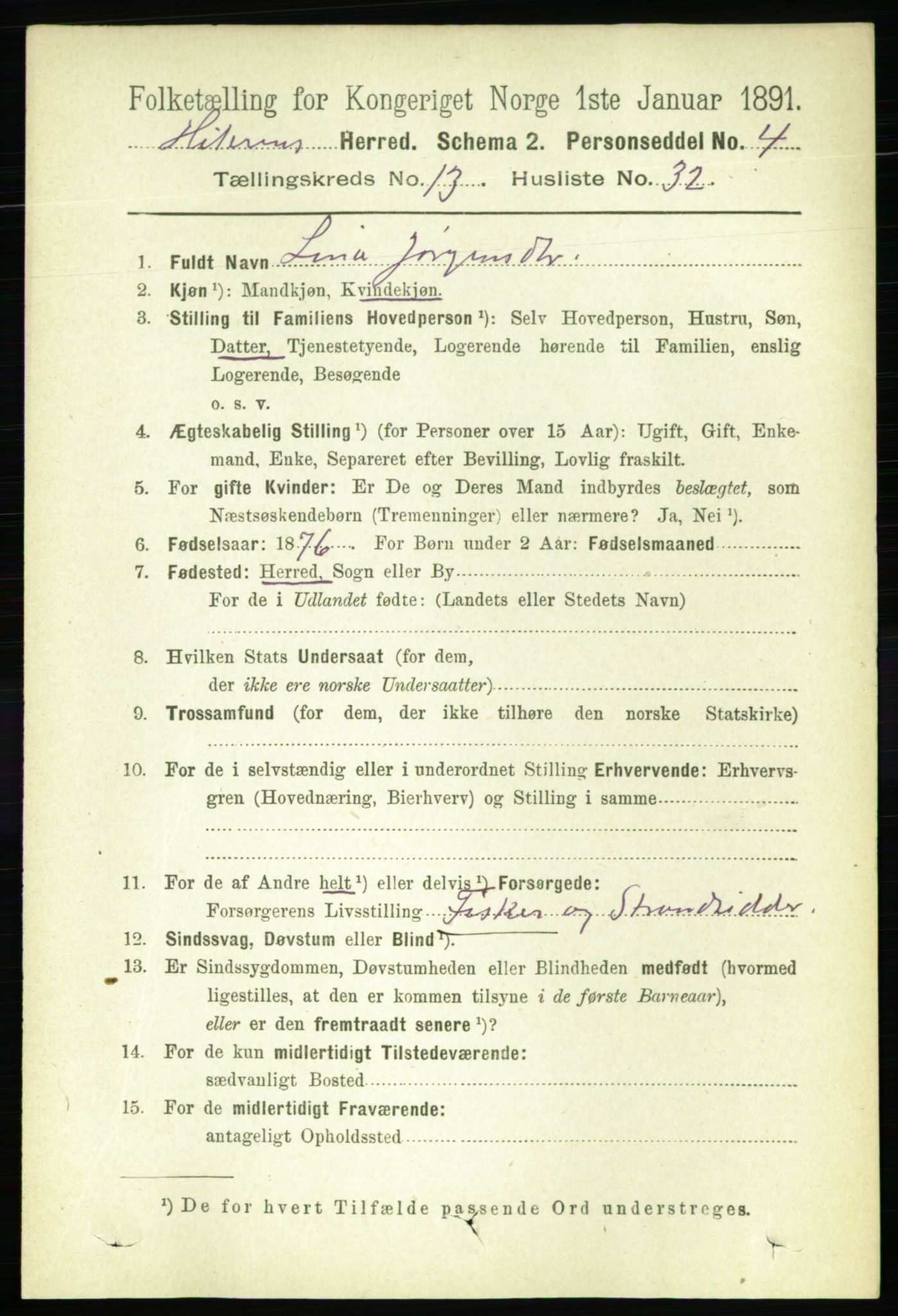 RA, 1891 census for 1617 Hitra, 1891, p. 2945