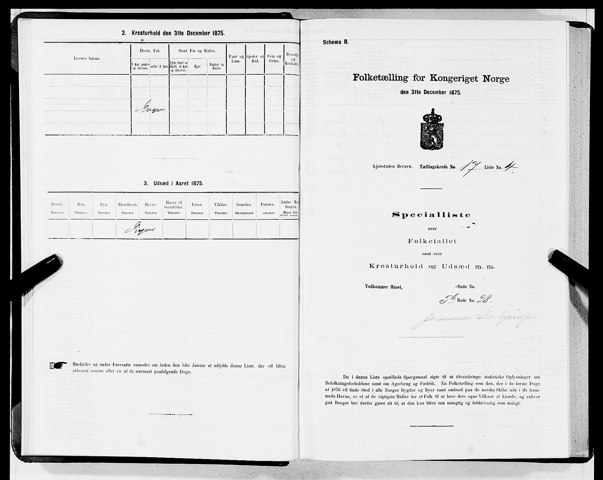 SAB, 1875 census for 1301 Bergen, 1875, p. 853