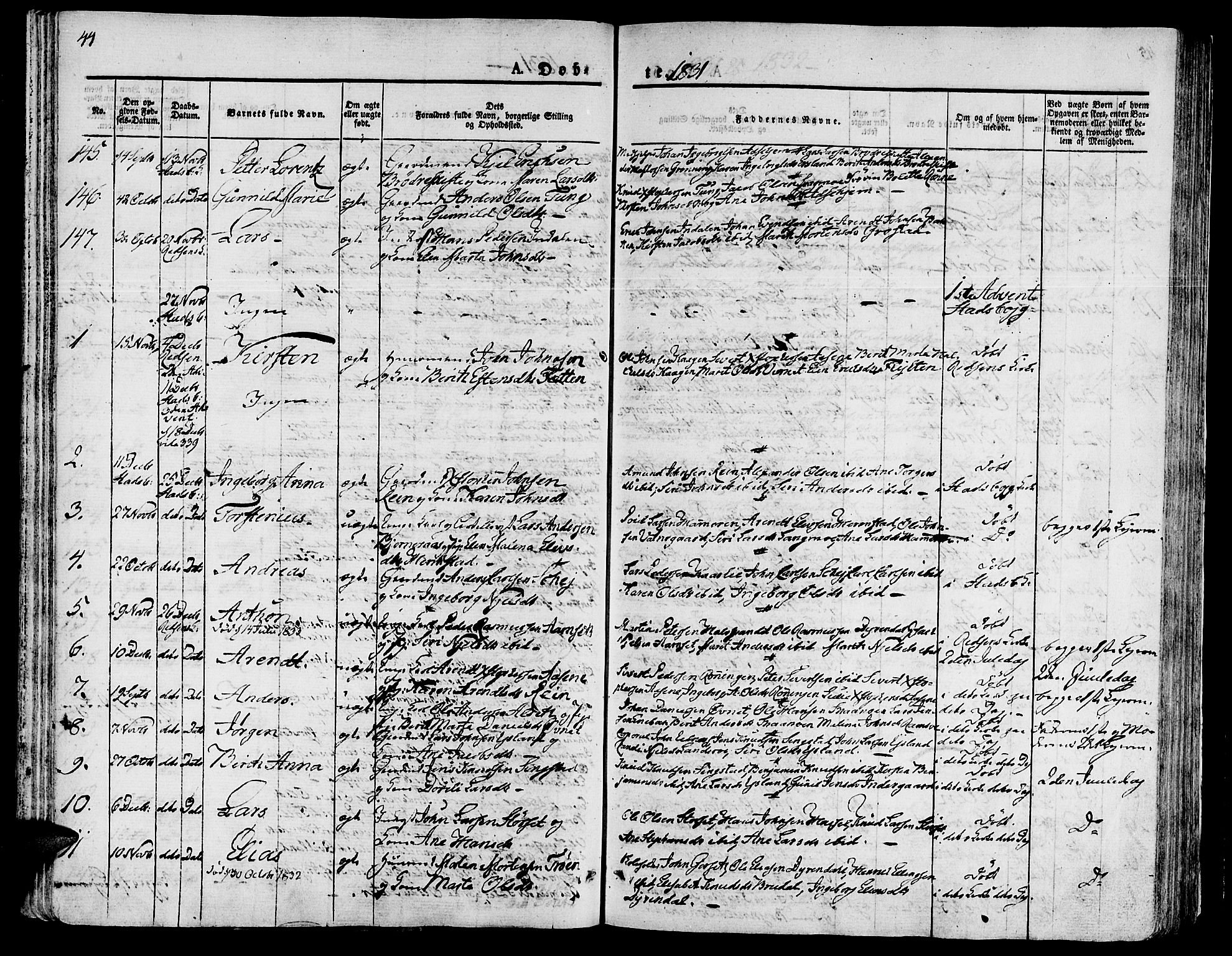 Ministerialprotokoller, klokkerbøker og fødselsregistre - Sør-Trøndelag, AV/SAT-A-1456/646/L0609: Parish register (official) no. 646A07, 1826-1838, p. 44