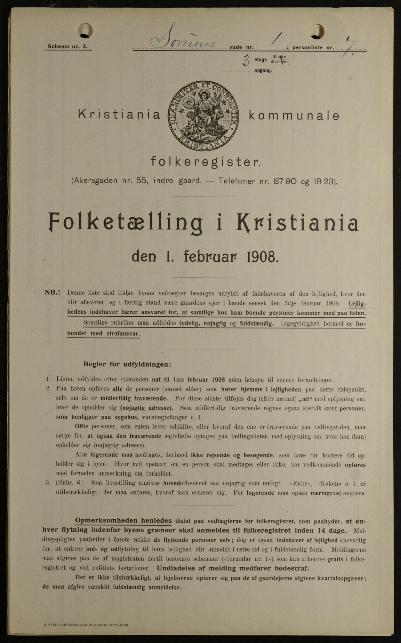 OBA, Municipal Census 1908 for Kristiania, 1908, p. 96062