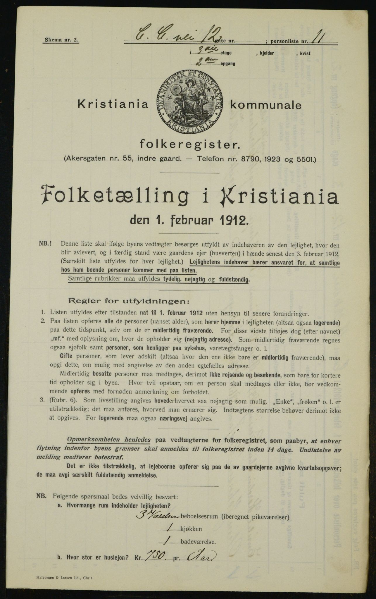 OBA, Municipal Census 1912 for Kristiania, 1912, p. 11640