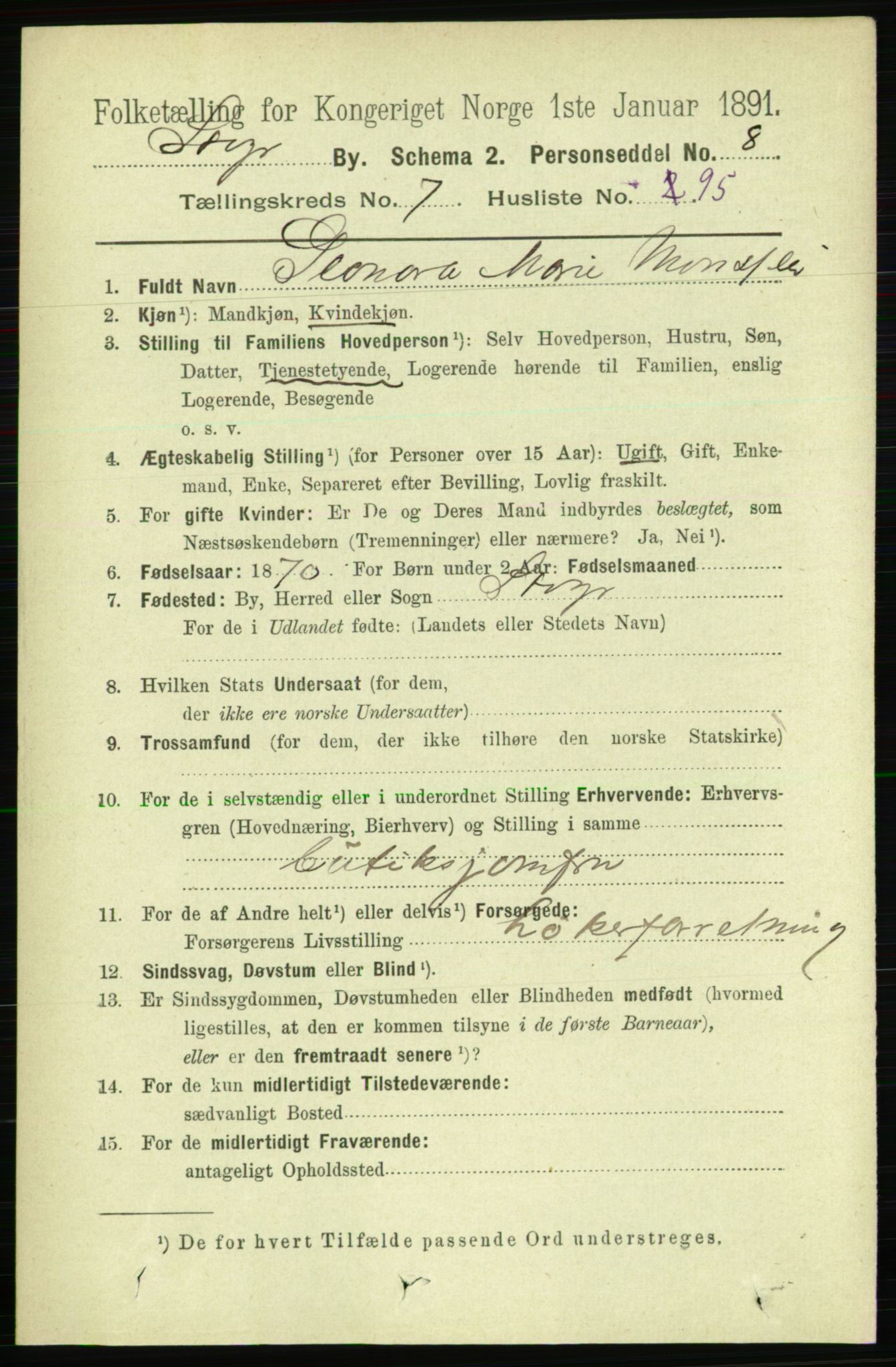 RA, 1891 census for 1103 Stavanger, 1891, p. 11974