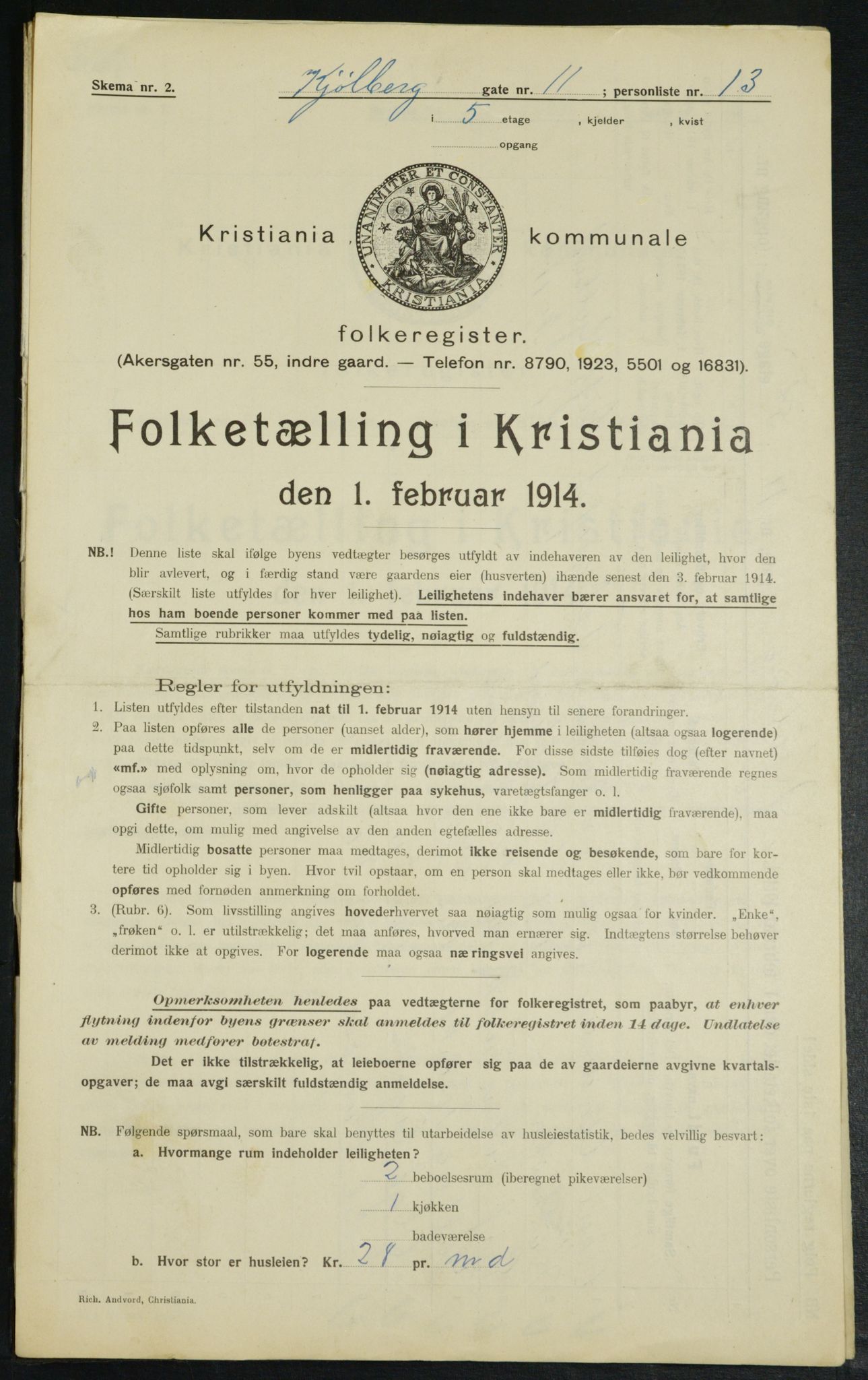 OBA, Municipal Census 1914 for Kristiania, 1914, p. 51478