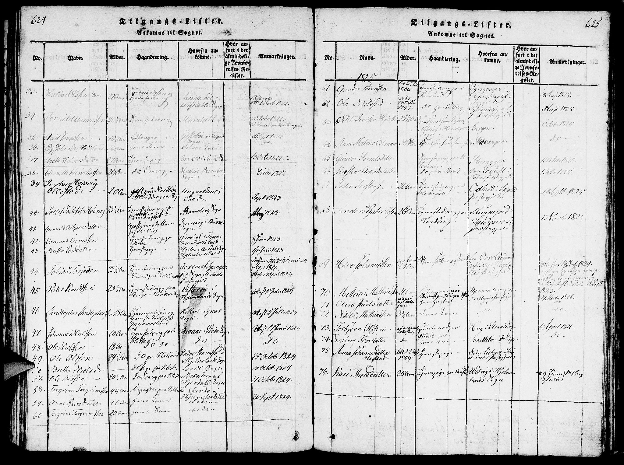 Rennesøy sokneprestkontor, SAST/A -101827/H/Ha/Haa/L0004: Parish register (official) no. A 4, 1816-1837, p. 624-625