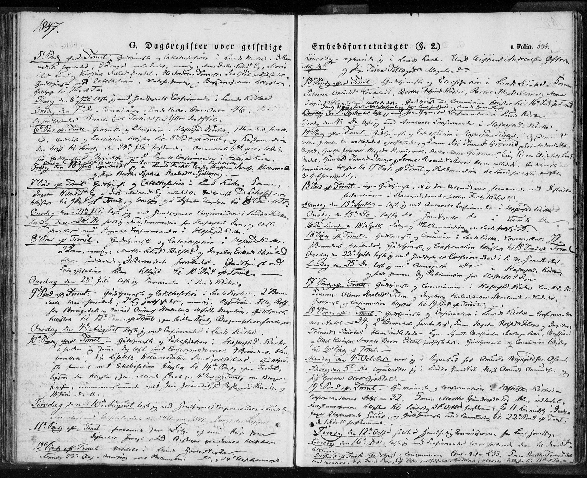 Lund sokneprestkontor, SAST/A-101809/S06/L0008: Parish register (official) no. A 7.2, 1833-1854, p. 534