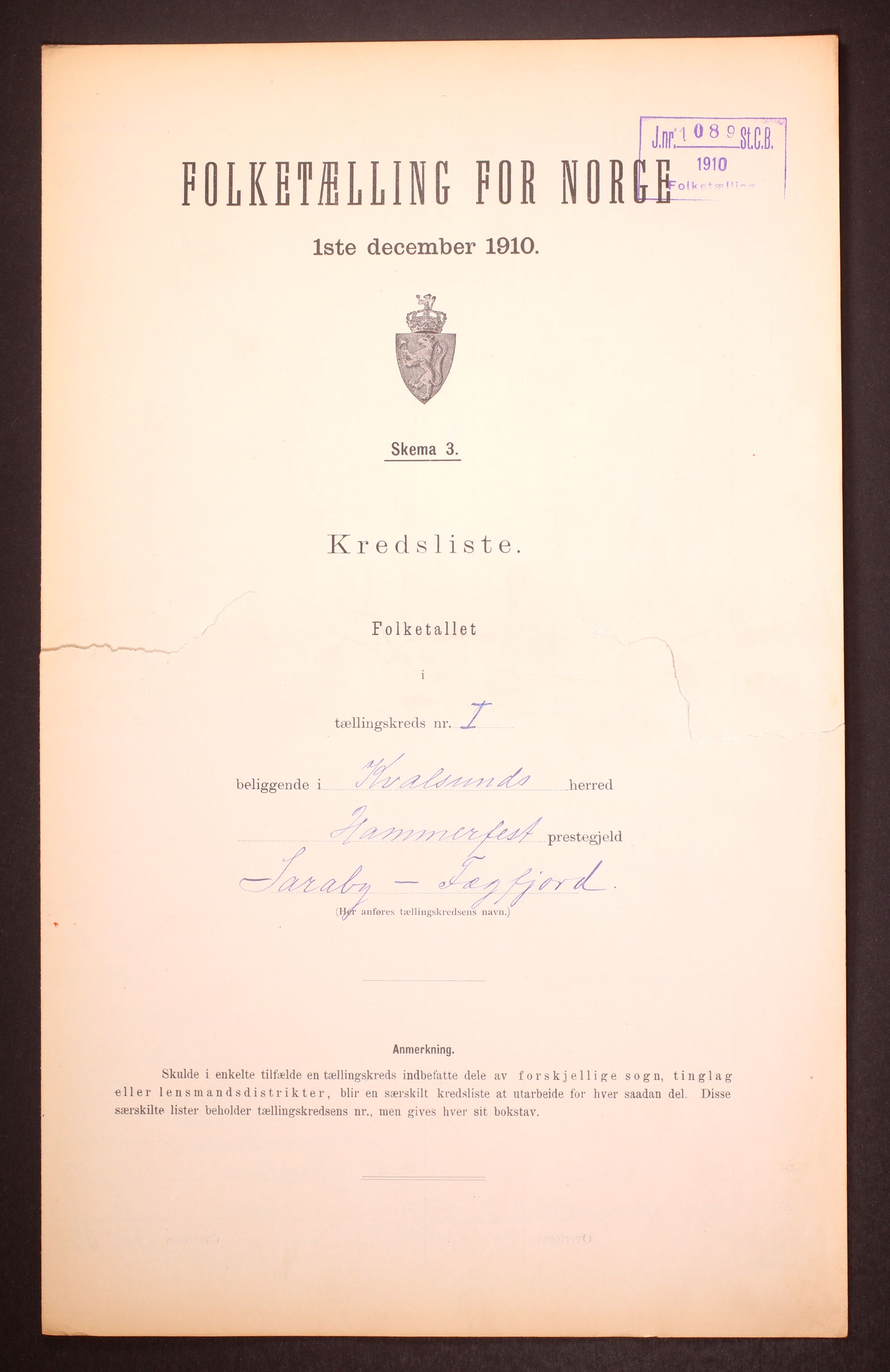 RA, 1910 census for Kvalsund, 1910, p. 4
