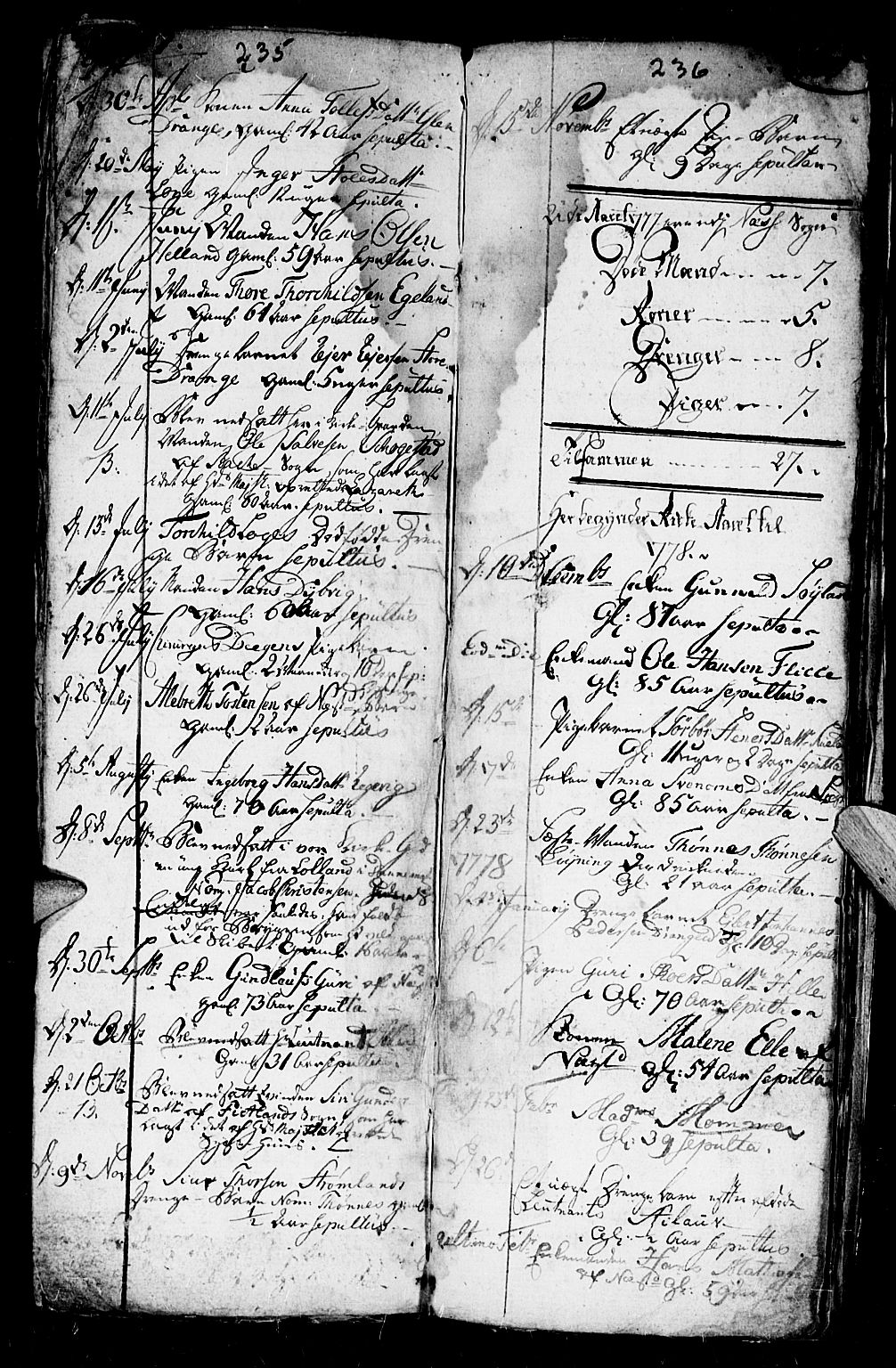 Flekkefjord sokneprestkontor, AV/SAK-1111-0012/F/Fa/Fac/L0001: Parish register (official) no. A 1, 1773-1806, p. 235-236