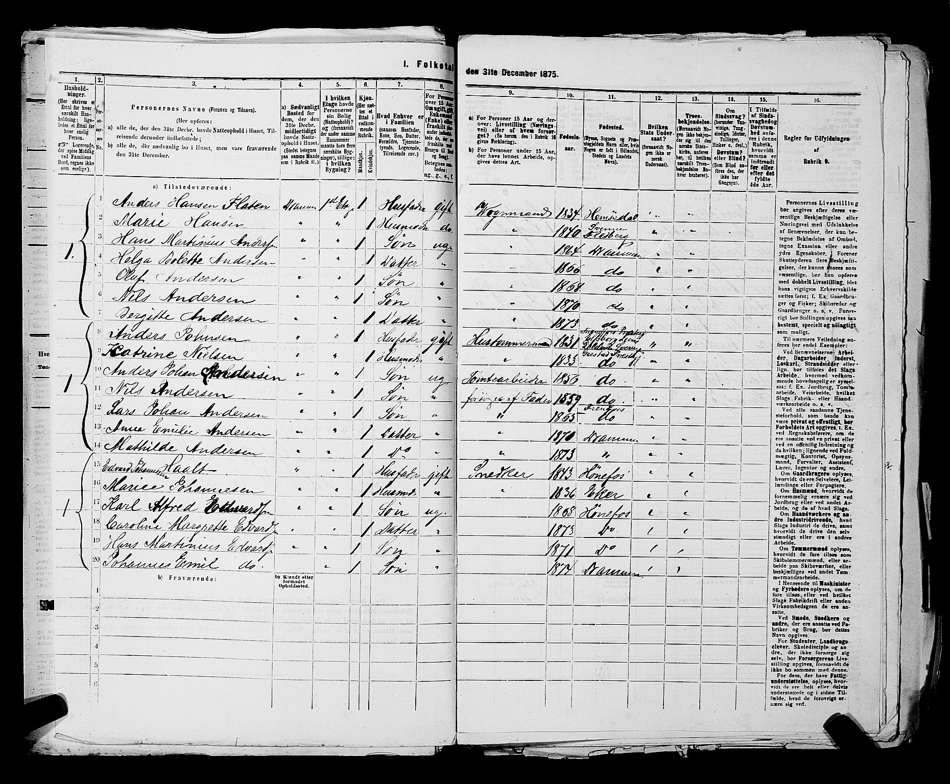 SAKO, 1875 census for 0602 Drammen, 1875, p. 949