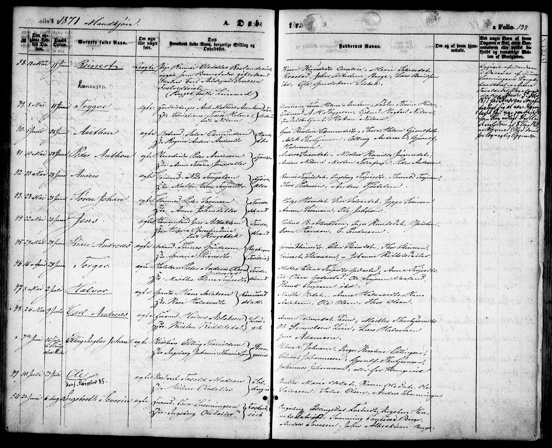 Holt sokneprestkontor, AV/SAK-1111-0021/F/Fa/L0009: Parish register (official) no. A 9, 1861-1871, p. 134