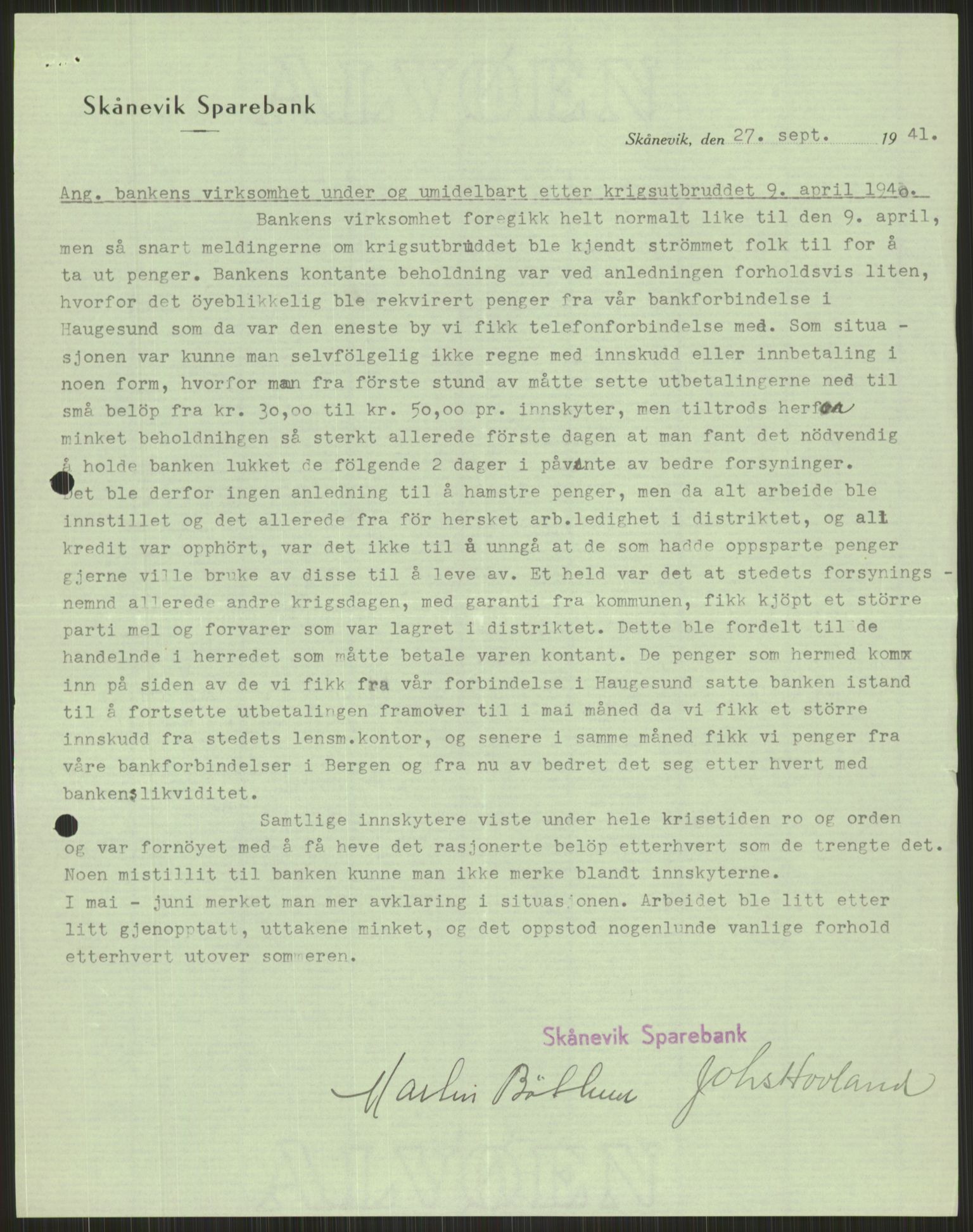 Forsvaret, Forsvarets krigshistoriske avdeling, AV/RA-RAFA-2017/Y/Ya/L0015: II-C-11-31 - Fylkesmenn.  Rapporter om krigsbegivenhetene 1940., 1940, p. 409