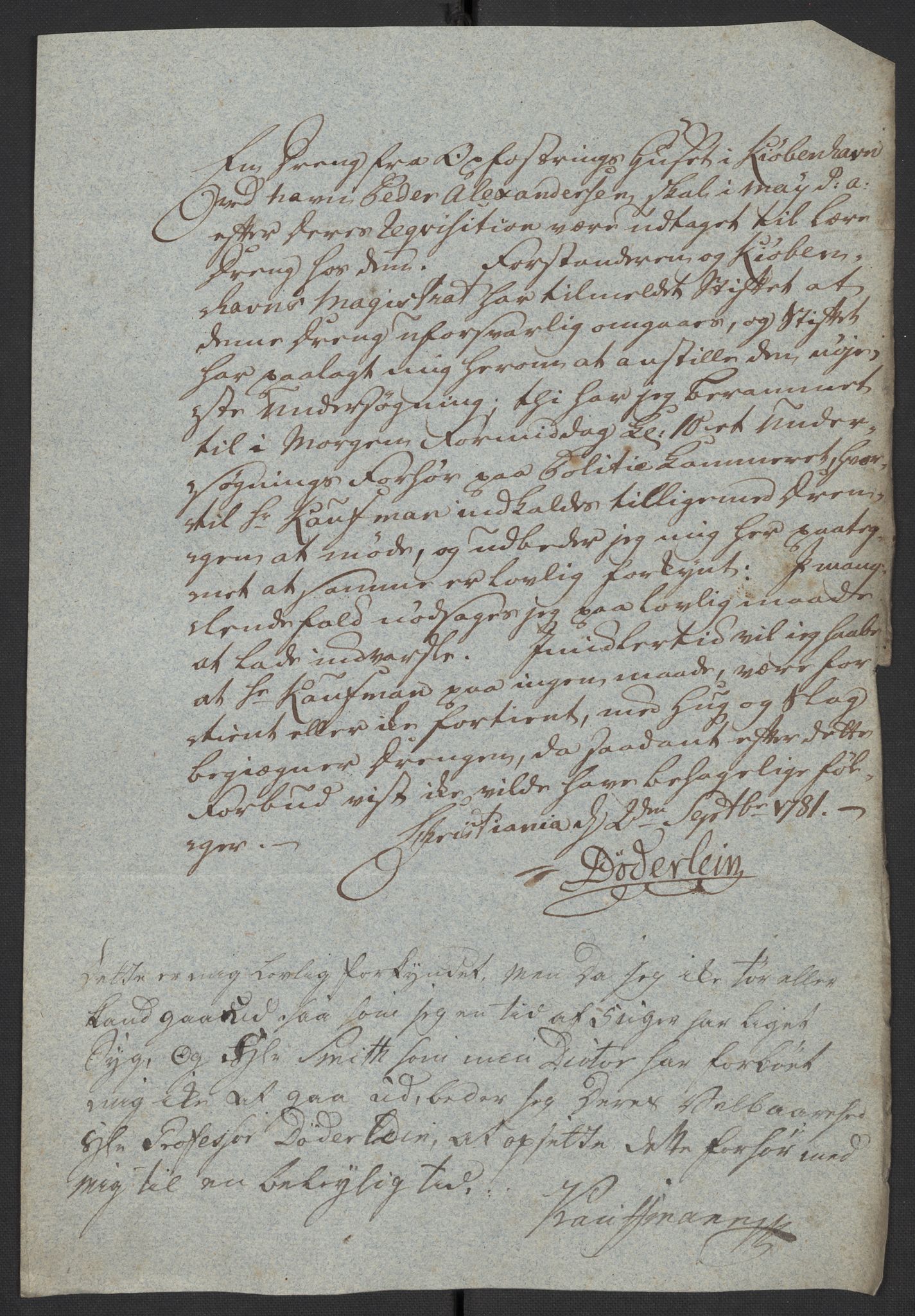 Oslo politidistrikt, AV/SAO-A-10085/D/Da/L0003: Innkomne brev, pro memoria m.v., 1781, p. 162