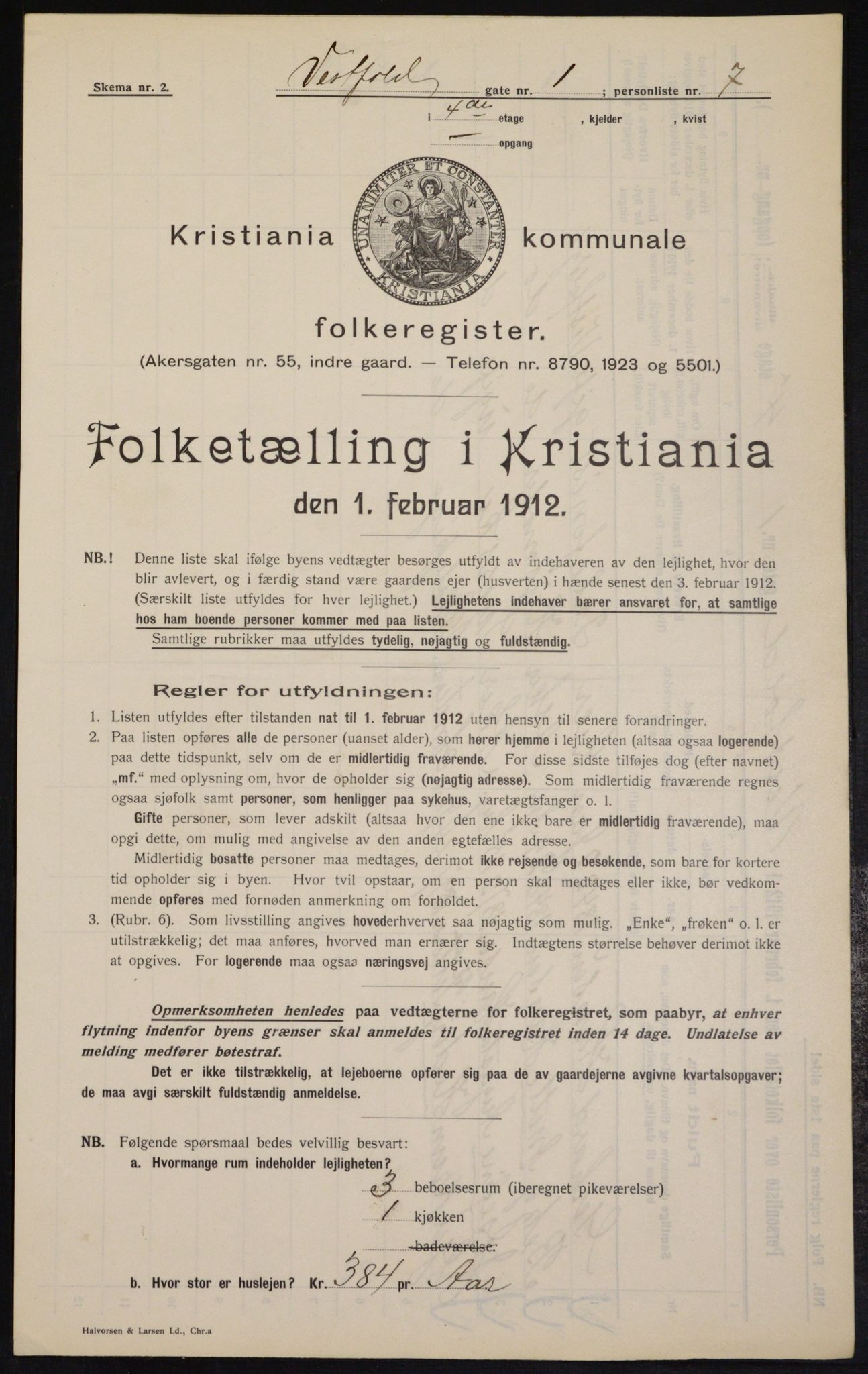 OBA, Municipal Census 1912 for Kristiania, 1912, p. 122324