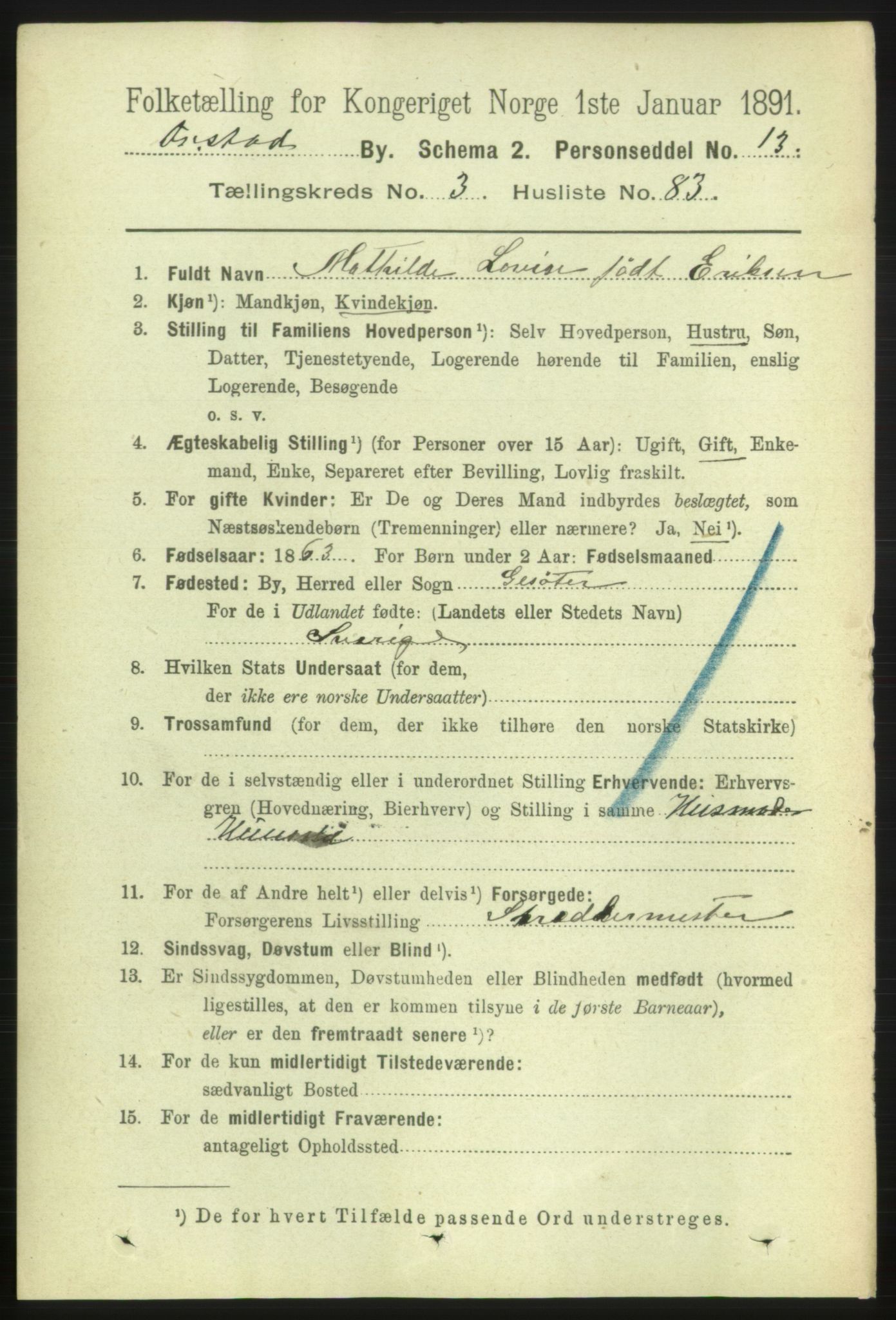 RA, 1891 census for 0103 Fredrikstad, 1891, p. 6176