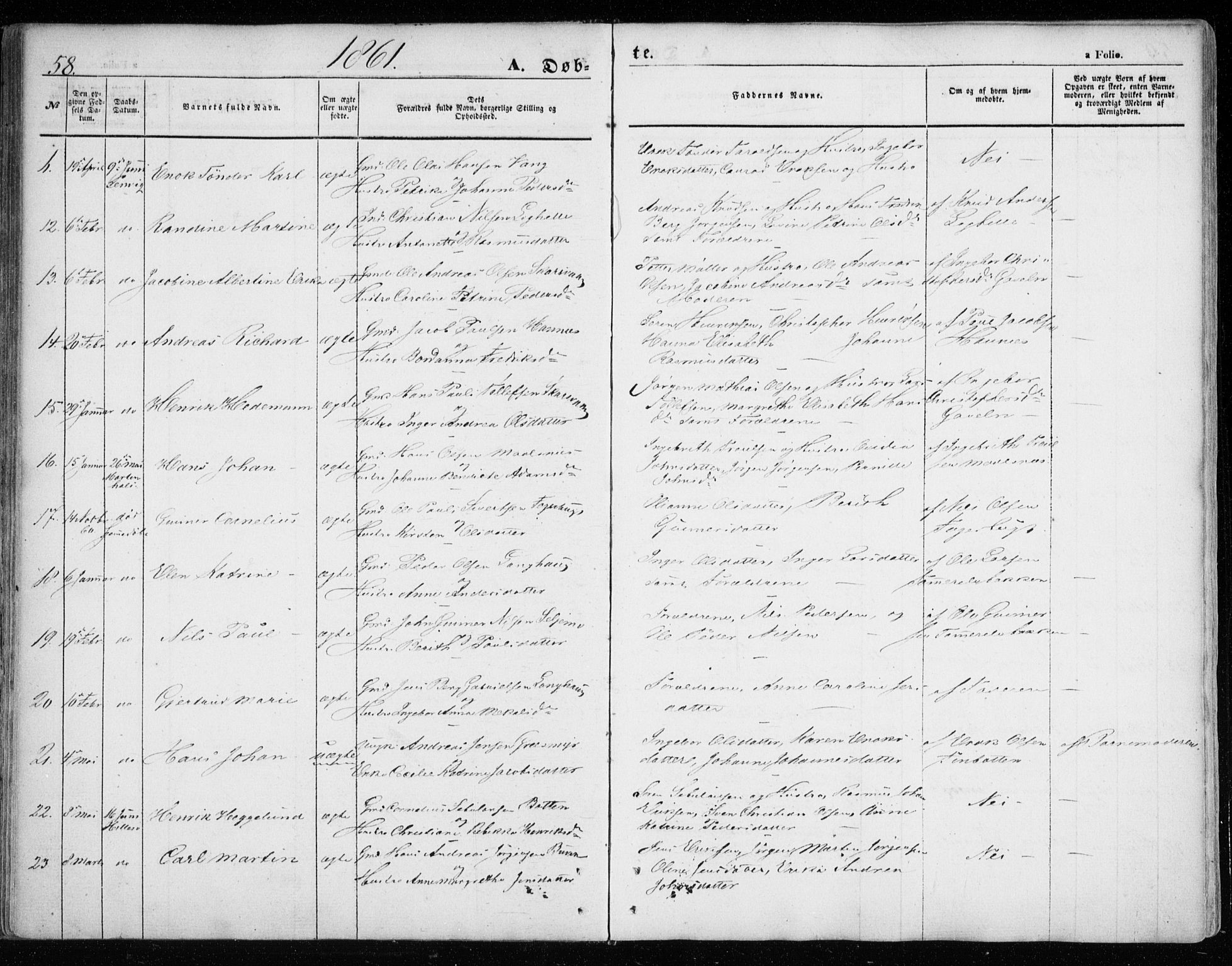 Lenvik sokneprestembete, SATØ/S-1310/H/Ha/Haa/L0007kirke: Parish register (official) no. 7, 1855-1865, p. 58