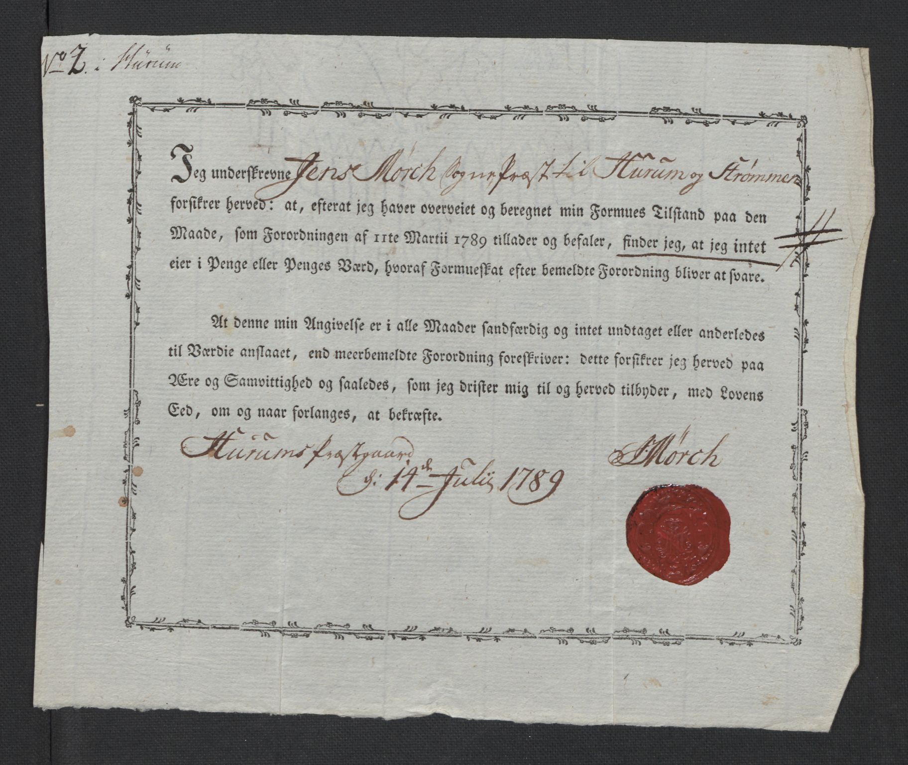 Rentekammeret inntil 1814, Reviderte regnskaper, Mindre regnskaper, AV/RA-EA-4068/Rf/Rfe/L0005: Buskerud fogderi. Christiania, 1789, p. 249