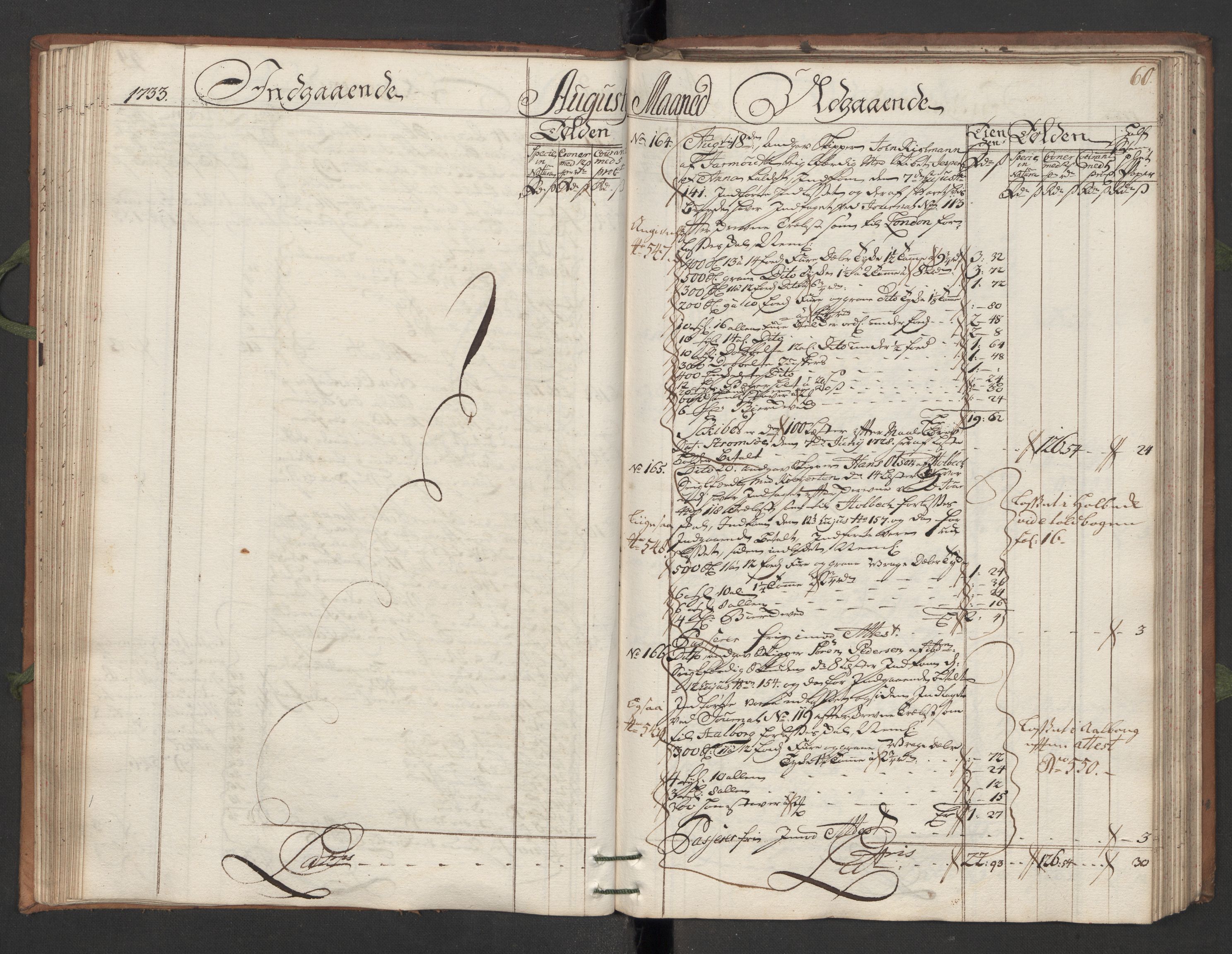 Generaltollkammeret, tollregnskaper, RA/EA-5490/R13/L0007/0001: Tollregnskaper Kragerø / Hovedtollbok, 1733, p. 59b-60a