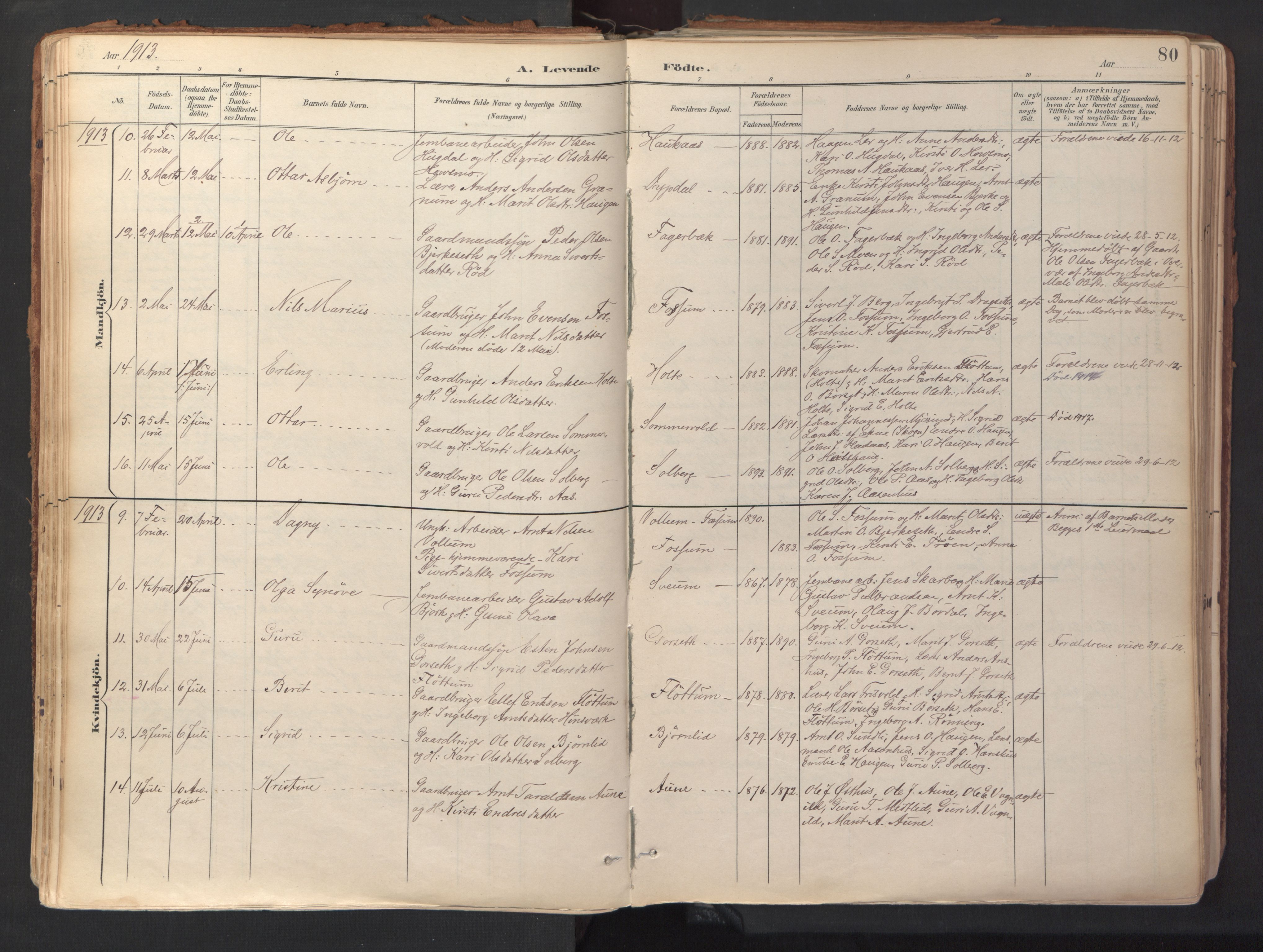 Ministerialprotokoller, klokkerbøker og fødselsregistre - Sør-Trøndelag, SAT/A-1456/689/L1041: Parish register (official) no. 689A06, 1891-1923, p. 80