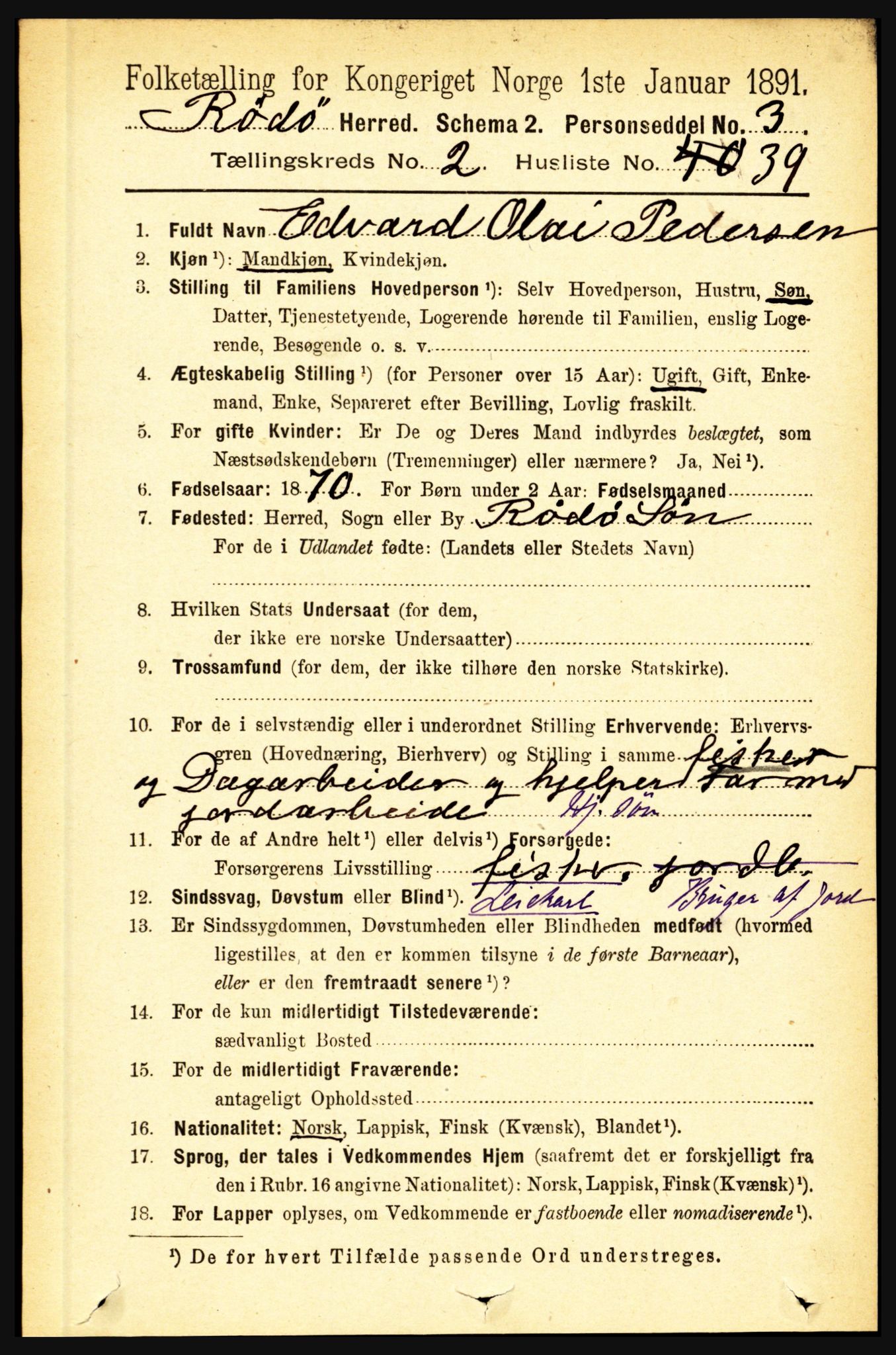 RA, 1891 census for 1836 Rødøy, 1891, p. 477