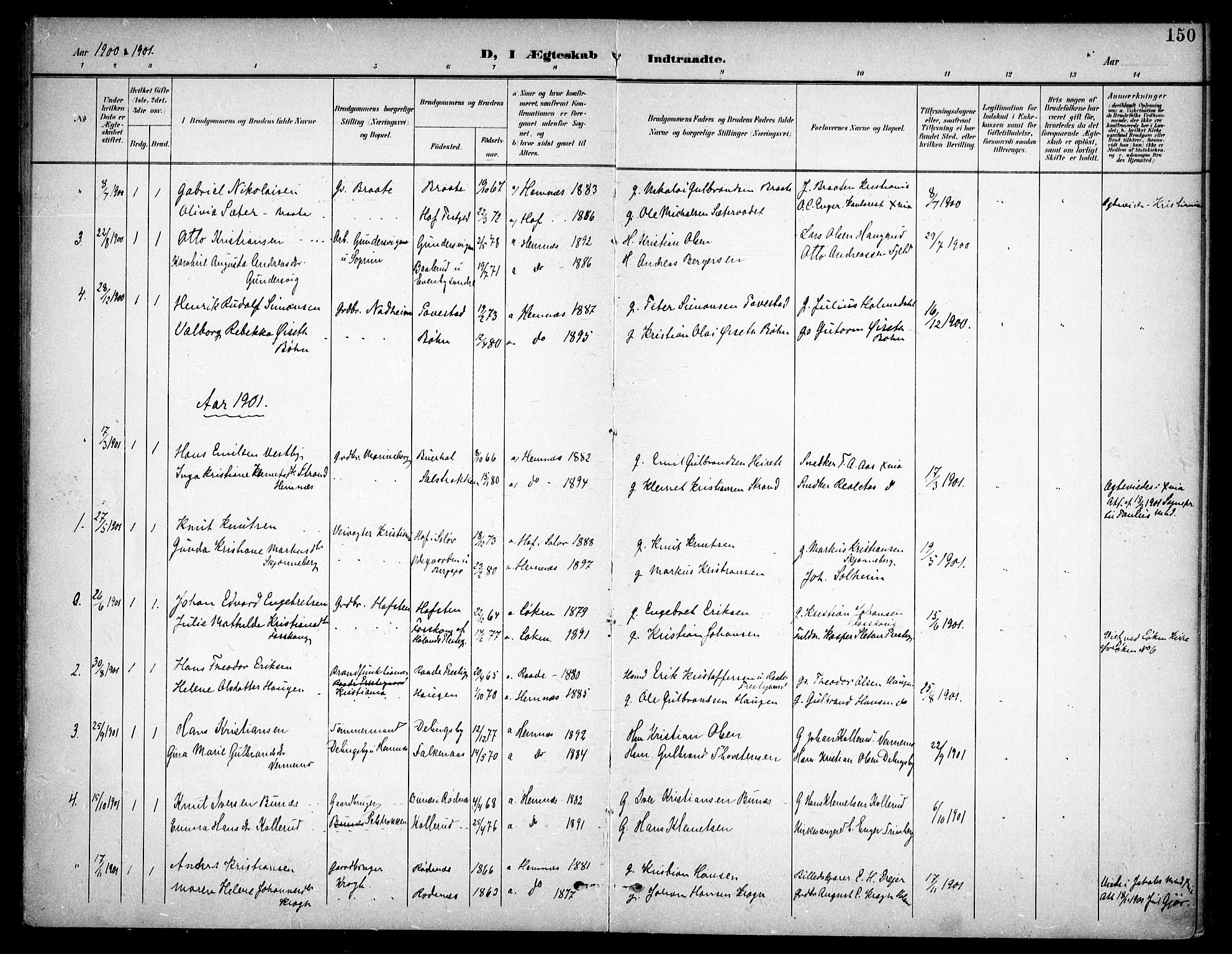 Høland prestekontor Kirkebøker, SAO/A-10346a/F/Fb/L0003: Parish register (official) no. II 3, 1897-1912, p. 150