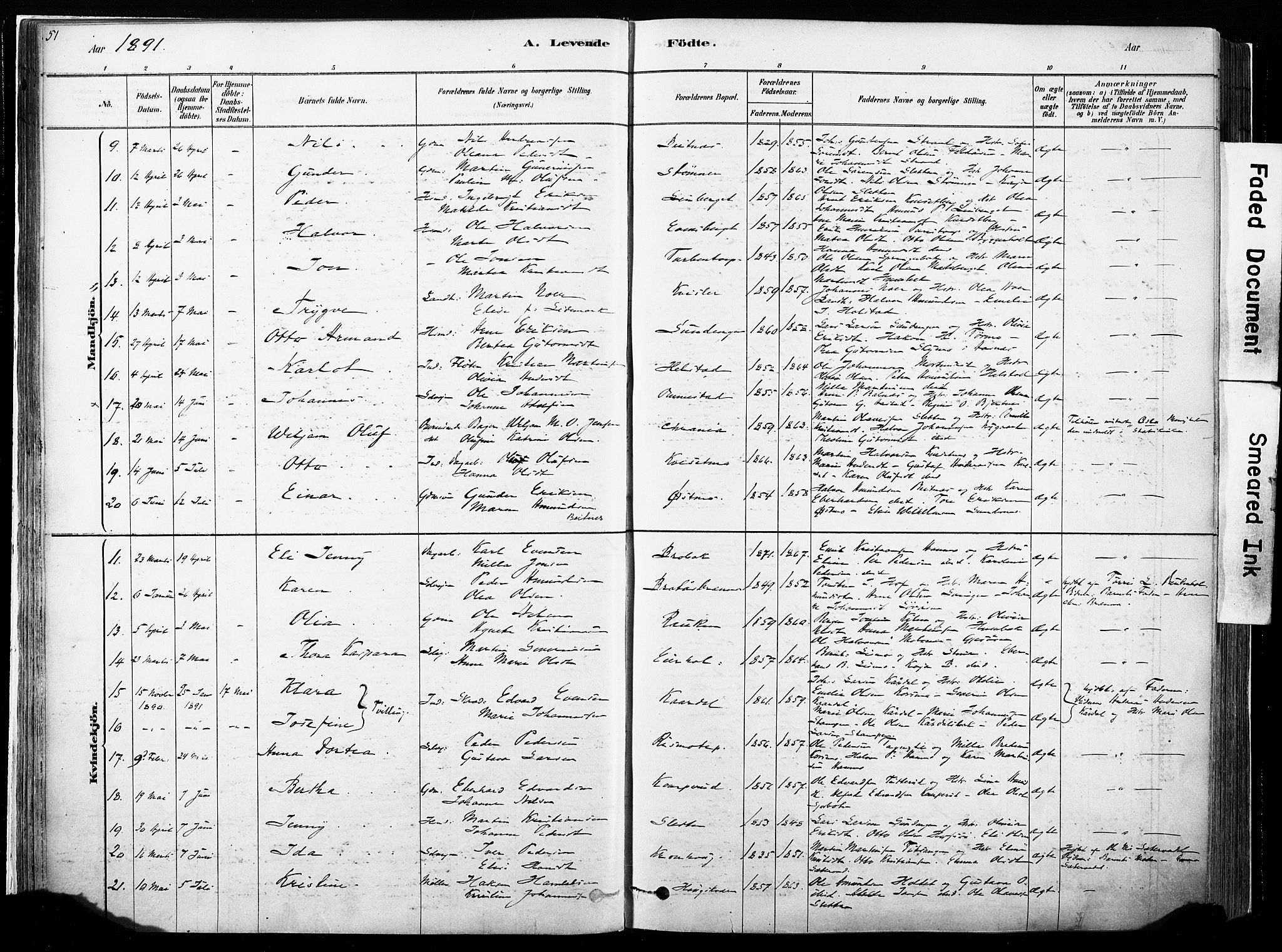 Hof prestekontor, AV/SAH-PREST-038/H/Ha/Haa/L0010: Parish register (official) no. 10, 1878-1909, p. 51