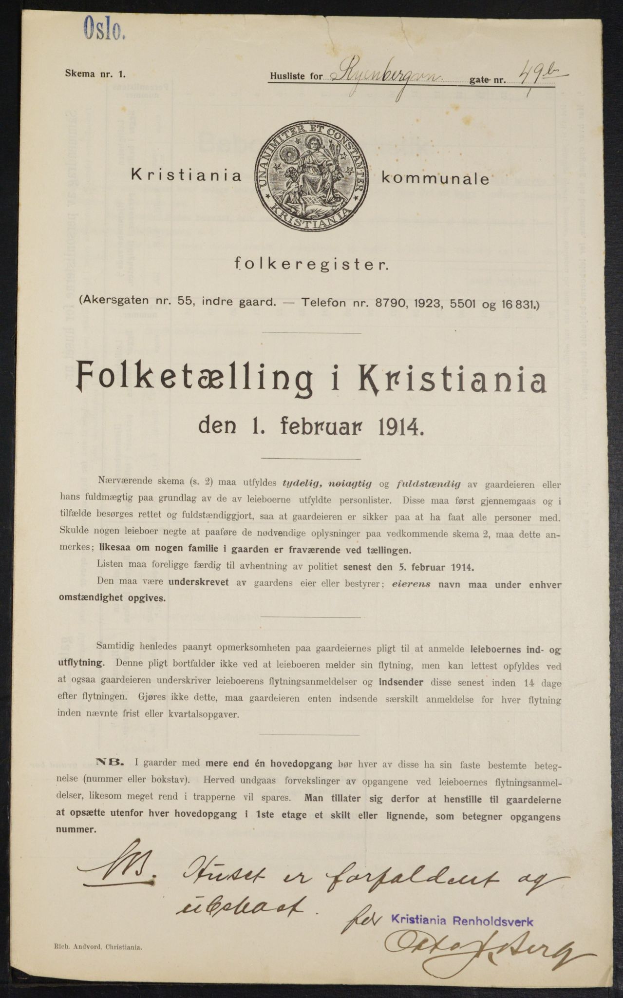 OBA, Municipal Census 1914 for Kristiania, 1914, p. 85721