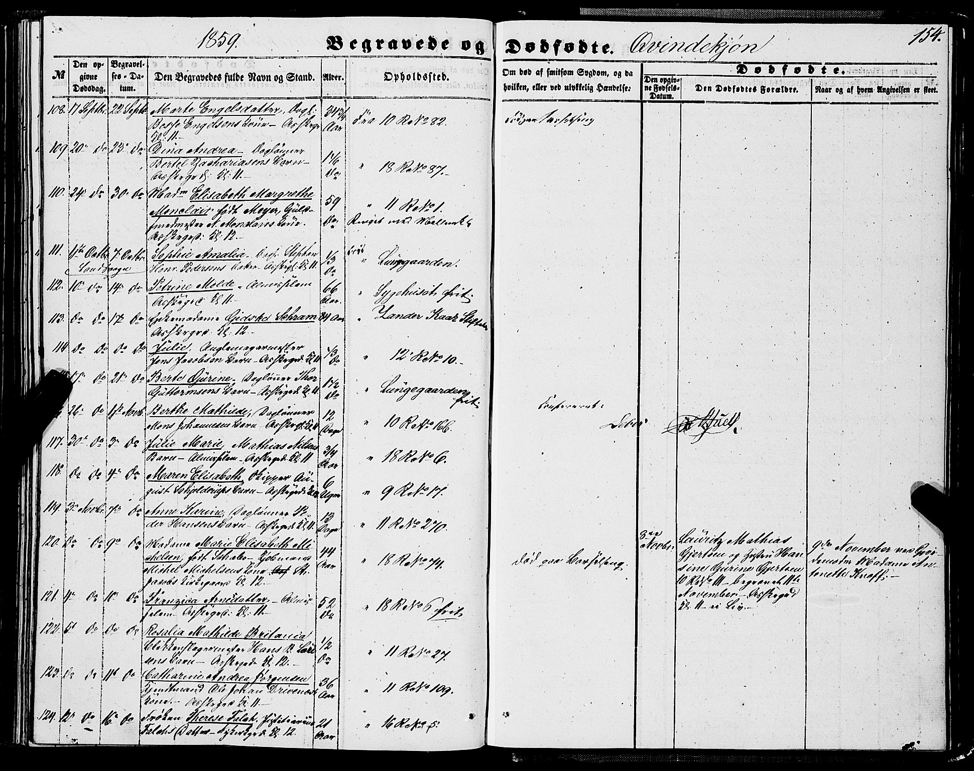 Domkirken sokneprestembete, SAB/A-74801/H/Haa/L0041: Parish register (official) no. E 2, 1853-1863, p. 154
