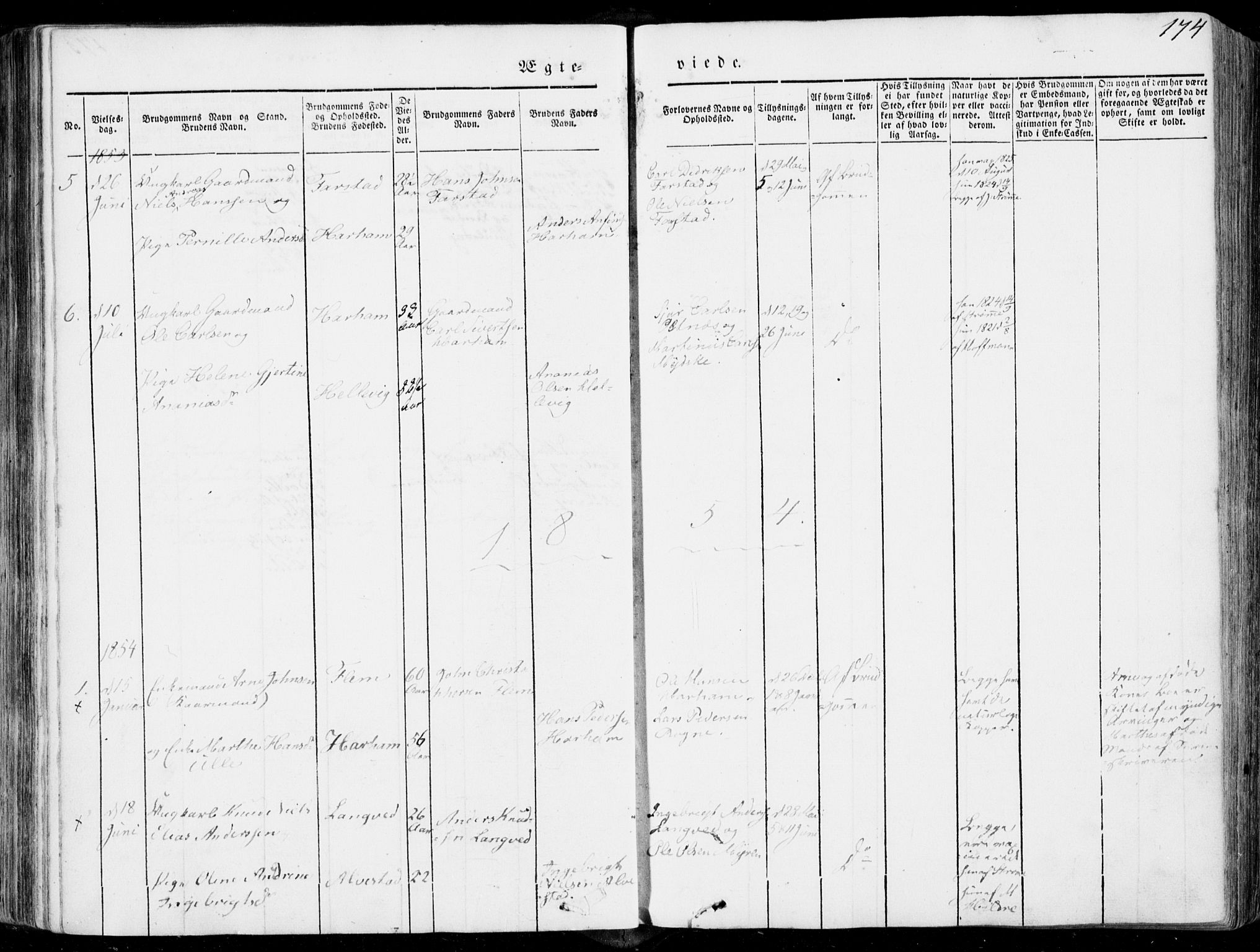 Ministerialprotokoller, klokkerbøker og fødselsregistre - Møre og Romsdal, SAT/A-1454/536/L0497: Parish register (official) no. 536A06, 1845-1865, p. 174